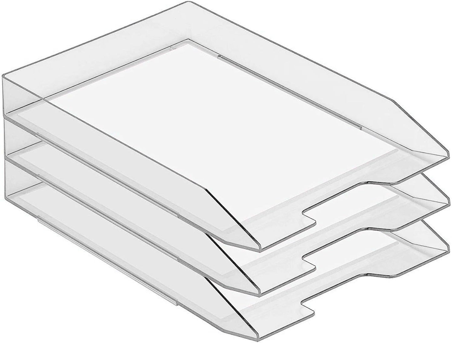 Acrimet Stackable Letter Tray Front Load, Letter Size, Plastic, Clear Crystal Color, 1 Unit