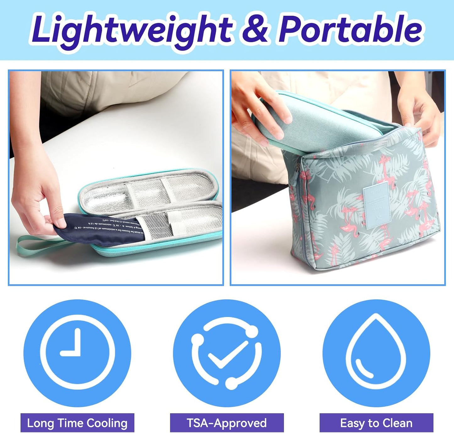 Ice Pack for Insulin Travel Case, TSA Approved Reusable Medical Cooler Bag Ice Packs for Diabetic (Pack of 4)