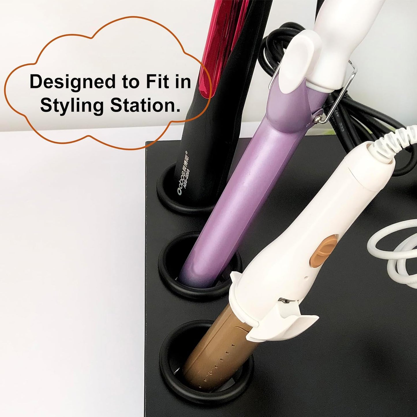 Hair Styling Station - Curling Hot Iron Appliance with Tube Package and Organizer for Salon, 3pcs, 2inch, Black