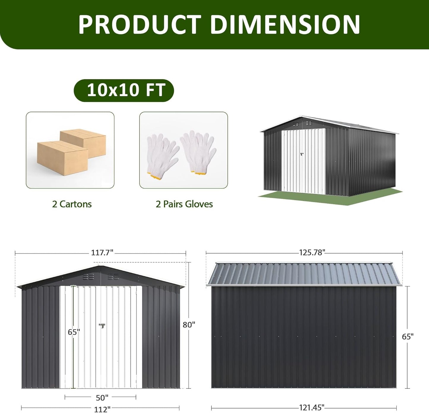 10x10 FT Outdoor Storage Shed, Metal Tool Garden Shed with Updated Frame Structure and Lockable Doors, Ideal for Backyard Garden Patio Lawn, Grey