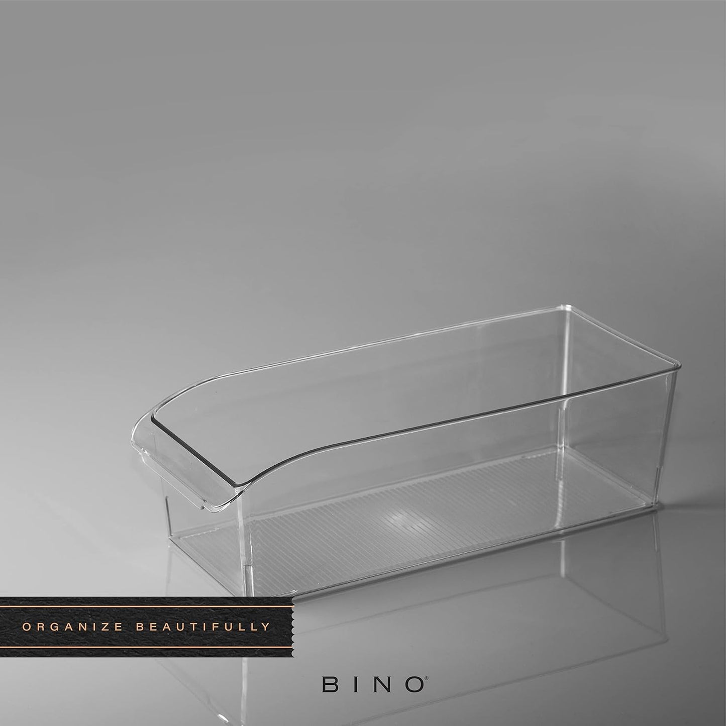 BINO | Plastic Storage Bins, Large | THE CURVE COLLECTION | Multi-Use Fridge / Freezer Organizer | Built-In Handle | BPA-Free | Pantry and Home Organization