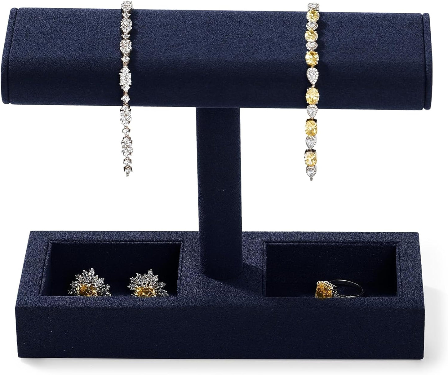 Oirlv Microfiber T-Bar Watch Display Stand Jewelry Display Props Jewelry Organizer Holder for Watch Bracelet Ring Earrings (Blue,Microfiber)