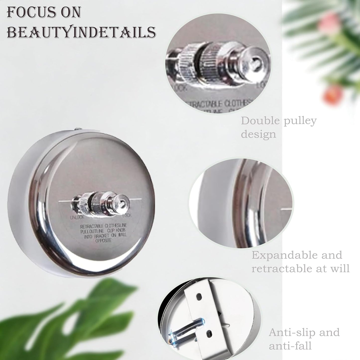 Heavy Duty Retractable Clothesline Indoor Outdoor 2-Pack of Stainless Steel Lines Offers Sturdy, Adjustable Drying Space. Doubles as a Practical Retractable Shower Curtain for Versatile use in Homes