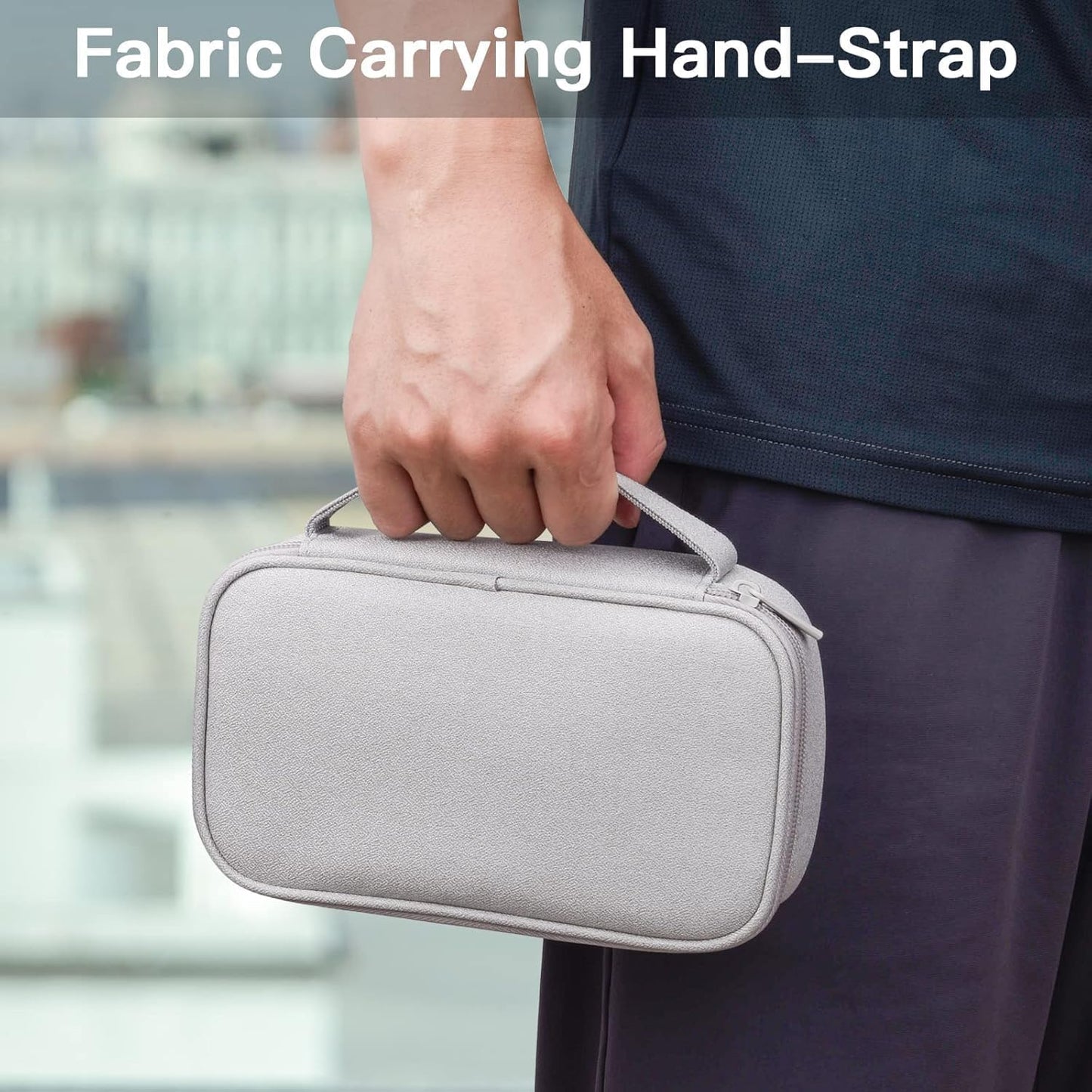 Electronic Organizer Travel Case, Cable Organizer Bag for Charger & Cord, Tech Accessories, External Hard Drive (Small, Light Grey)