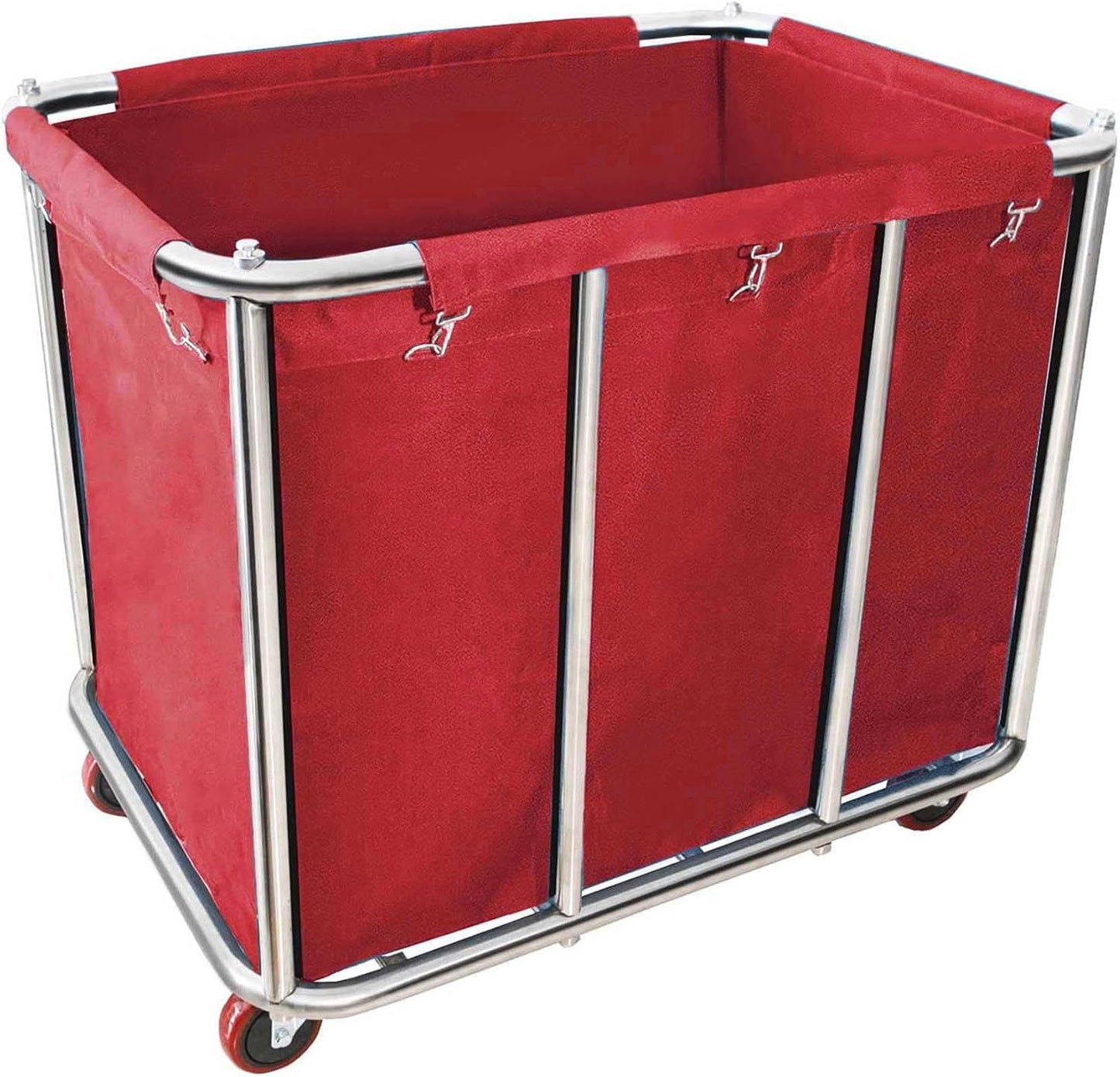 Commercial Laundry Cart With Wheels - 11.5 Bushel Heavy Duty Stainless Steel Hamper With Waterproof Lining - 260 Lbs Load Capacity