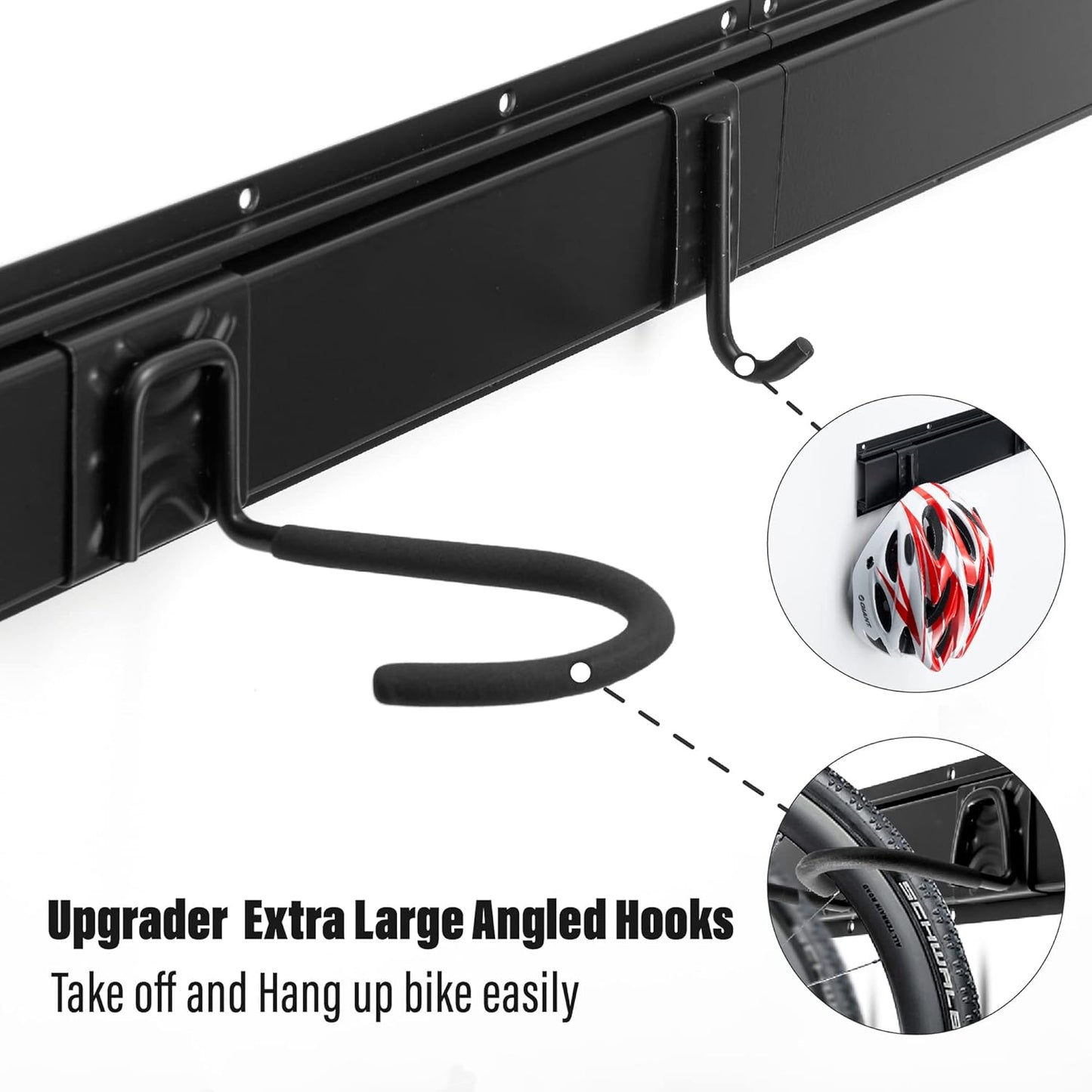 Sinoer 6-Bike & 6-Helmet Wall Mount Rack - 64 Inch Adjustable Bike Storage, Heavy Duty Steel Hooks, Space-Saving Bike Organizer for Home & Garage