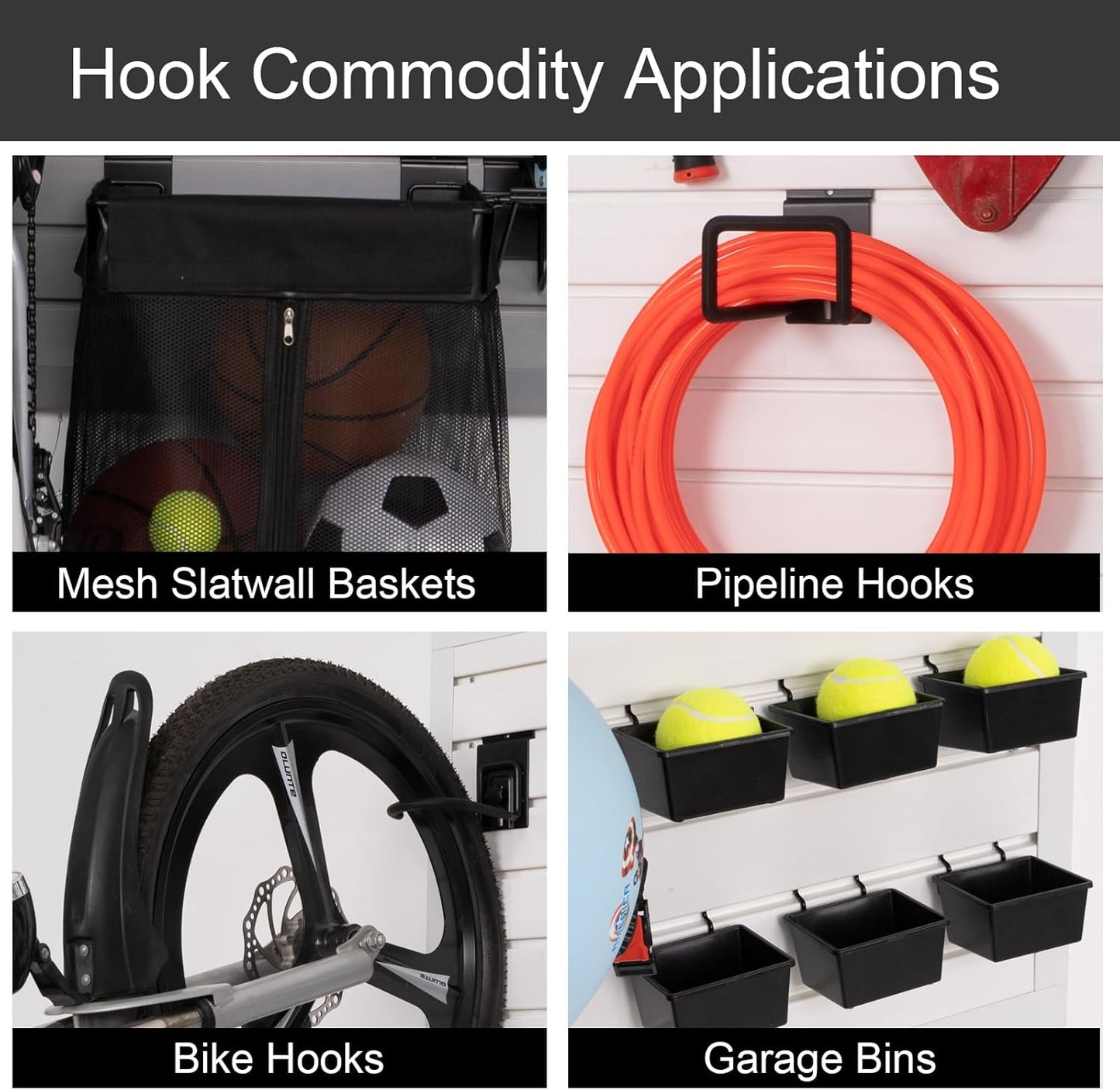 Slatwall Hooks Accessory 14 Pcs, Heavy Duty Single and Double Slatwall Hooks & Hanger Metal Accessories with 6 Slatwall Bin, 1x Slatwall Basket with Zipper