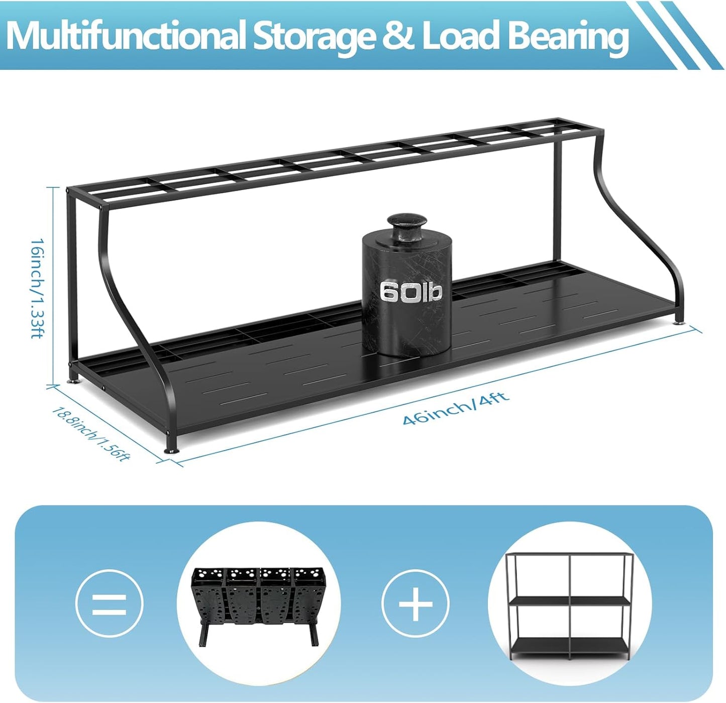 Ski Storage Rack-Holder Garage - Freestanding Ski Equipment Organizer Ski Boot Snowboard Rack Stand Snow Gear Storage