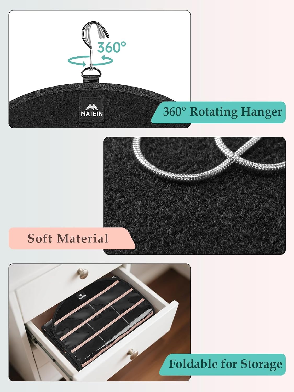 MATEIN Hanging Jewelry Organizer with Removable Travel Jewelry Pouch, Tangle Free Necklace Hanger Wall Mount with Metal Hook, Large Earring Storage Holder for Bracelet Ring Display, Gifts for Her