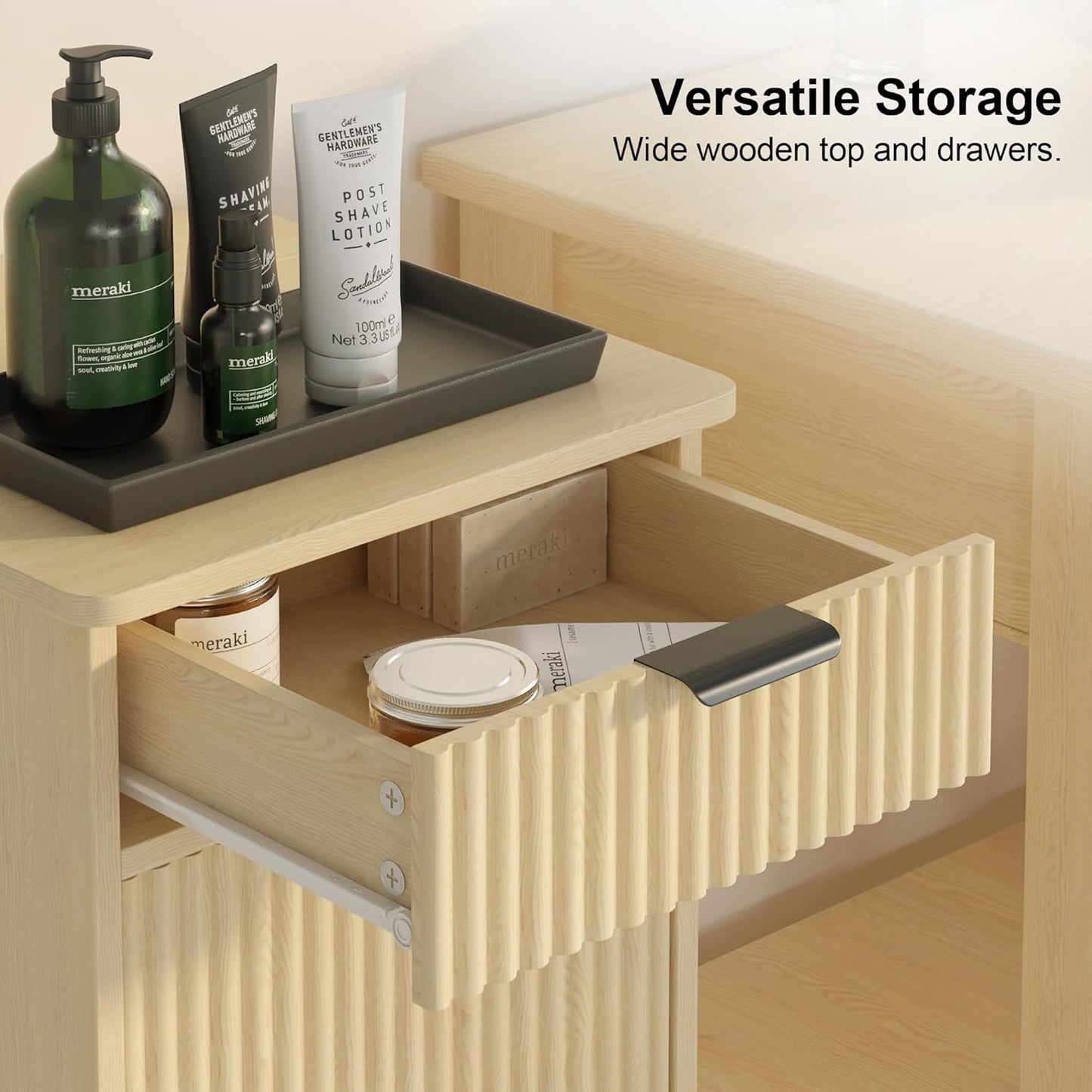 Natural Tilt Out Laundry Hamper Cabinet Hidden Laundry Hamper Cabinet with Drawers and Baskets for Bathroom Hamper with Storage for Kitchen Bedroom,16x16x30in