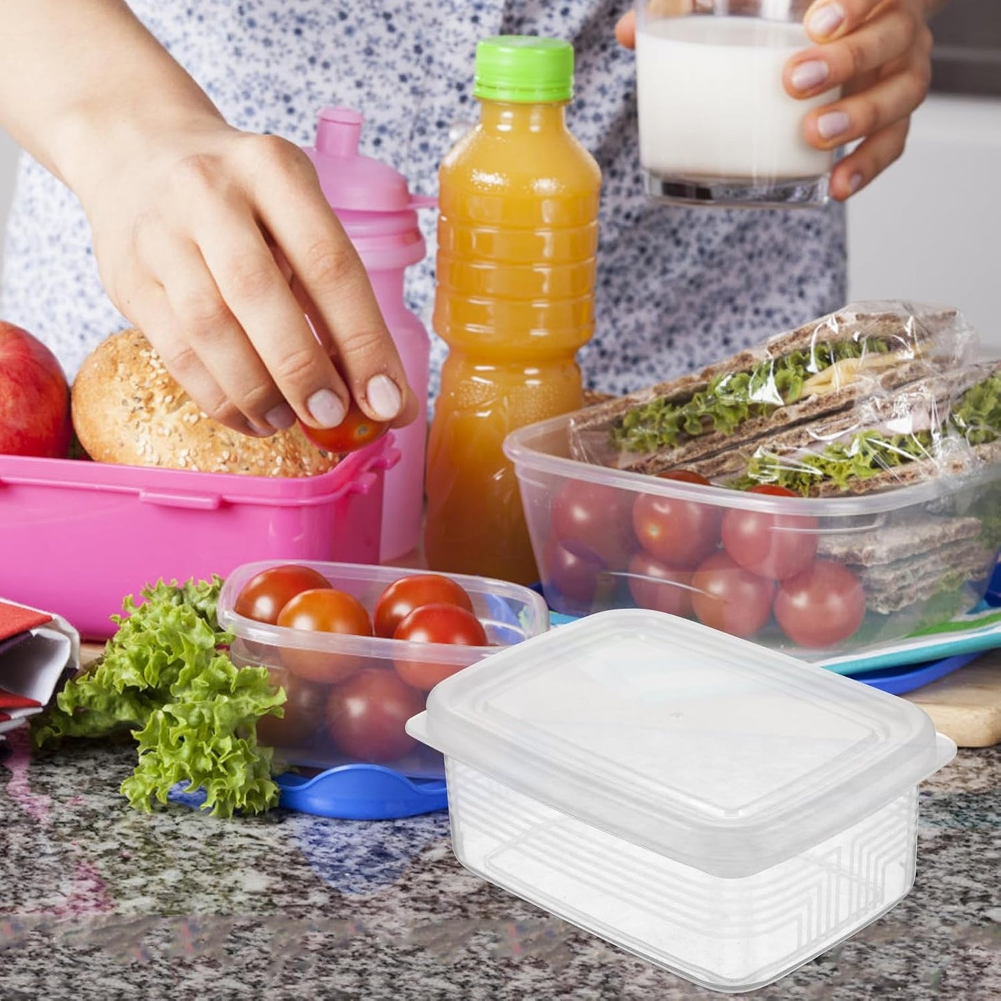 Wakauto 6pcs Small Refrigerator Organizer Bins Food Storage Containers for Fridge Produce Saver Boxes Multipurpose Preservation for Dough Meat Vegetables Kitchen Organization