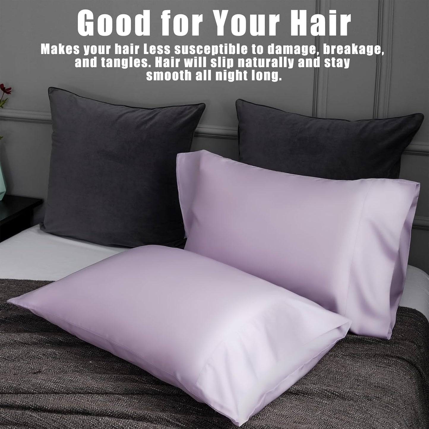 TELUS Pillow Cases King Size 2 Pack, Bamboo Rayon Cooling Pillowcases with Envelope Closure, Cool Breathable Pillow Cover for Hot Sleepers & Night Sweats, 20x40 inch, Purple