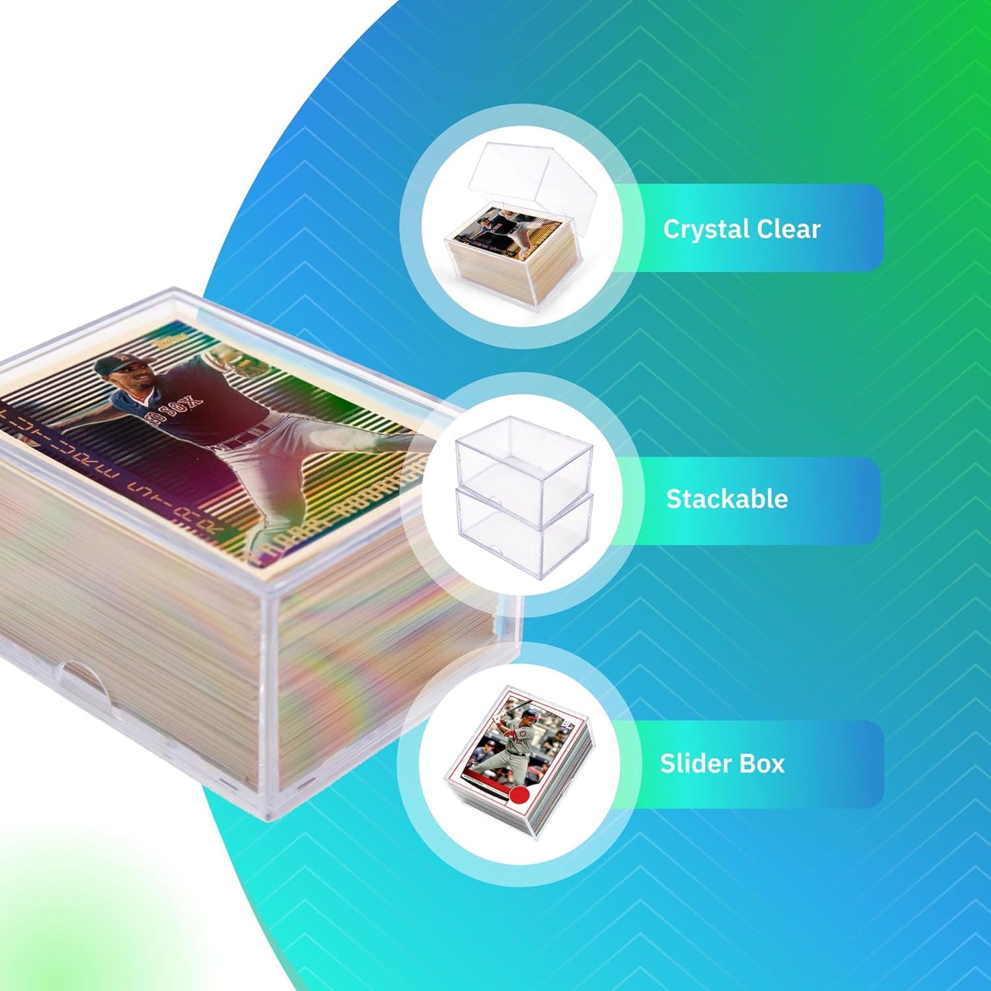 20 Pack Clear Acrylic Card Storage Boxes with Lids – 3 1/2" L x 2 1/2" W x 2" H Baseball Card Storage Box, Sports Card Boxes and Magic Card Storage Box, Playing Card Case – Made in USA