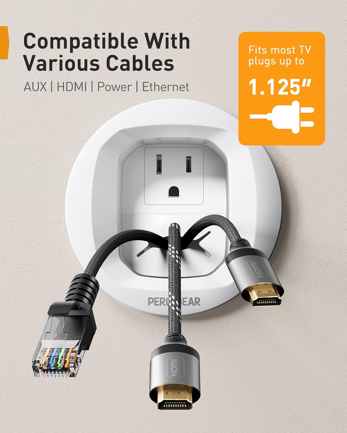 Perlegear in-Wall Cable Management Kit, TV Cord Hider for Wall Mounted TV and Speakers, Power and Low Voltage Wire Management. Includes Drill Template, Dust Bag and Drill Attachment for Easy Install