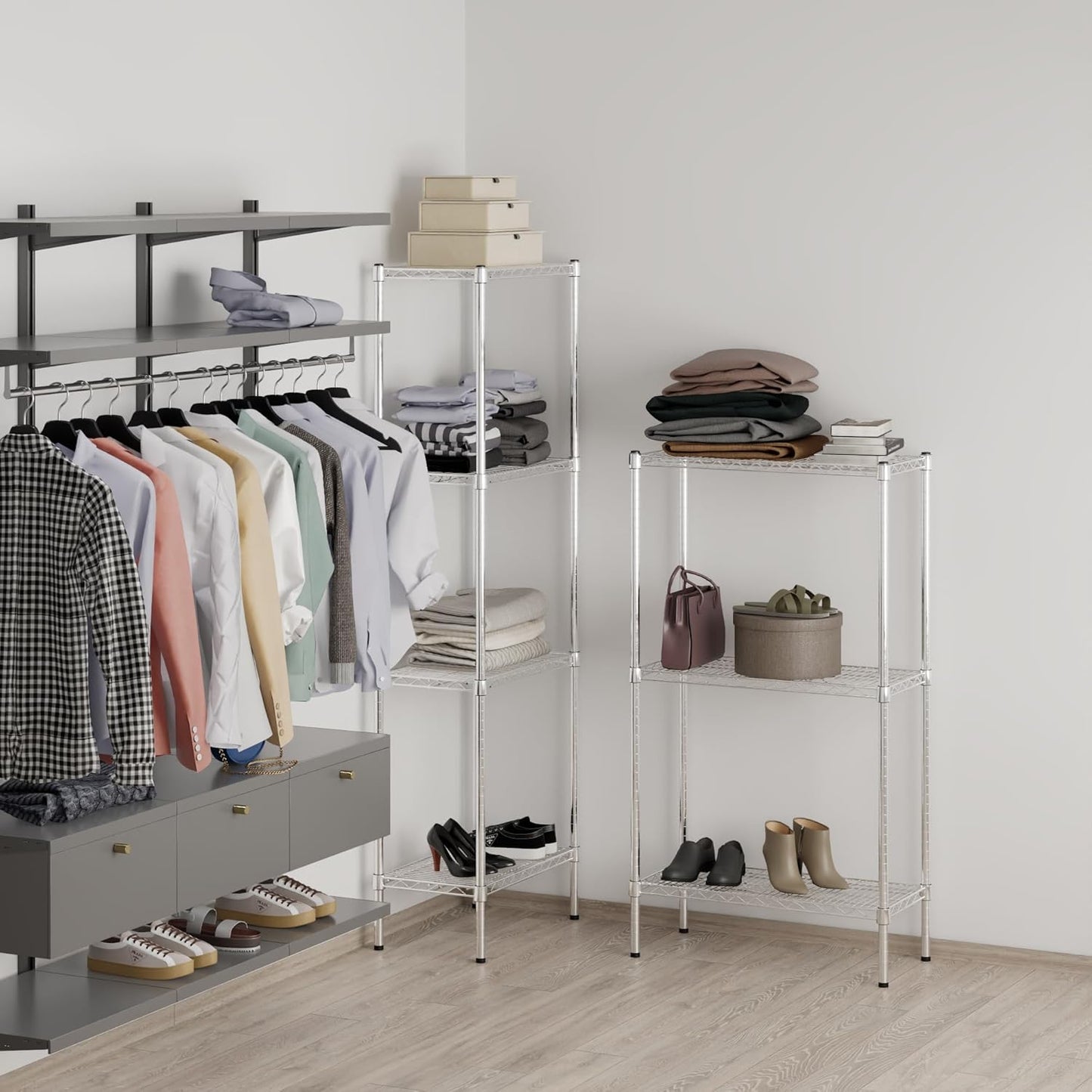 14" Deep x 30" Wide x 54" Height Wire Shelving Kit | 3-Tier | NSF Commercial Storage Rack Unit