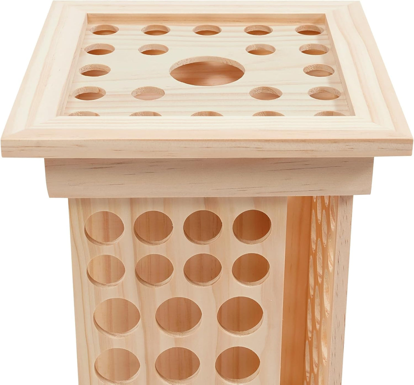 Wooden Essential Oil Bottle Display Rack Rotating Essential Oil Storage Organizer with 125 Holes, Holder Bottles Roller Shelf for Essential Oils, Nail Polish, Fragrance Oils, Cosmetics