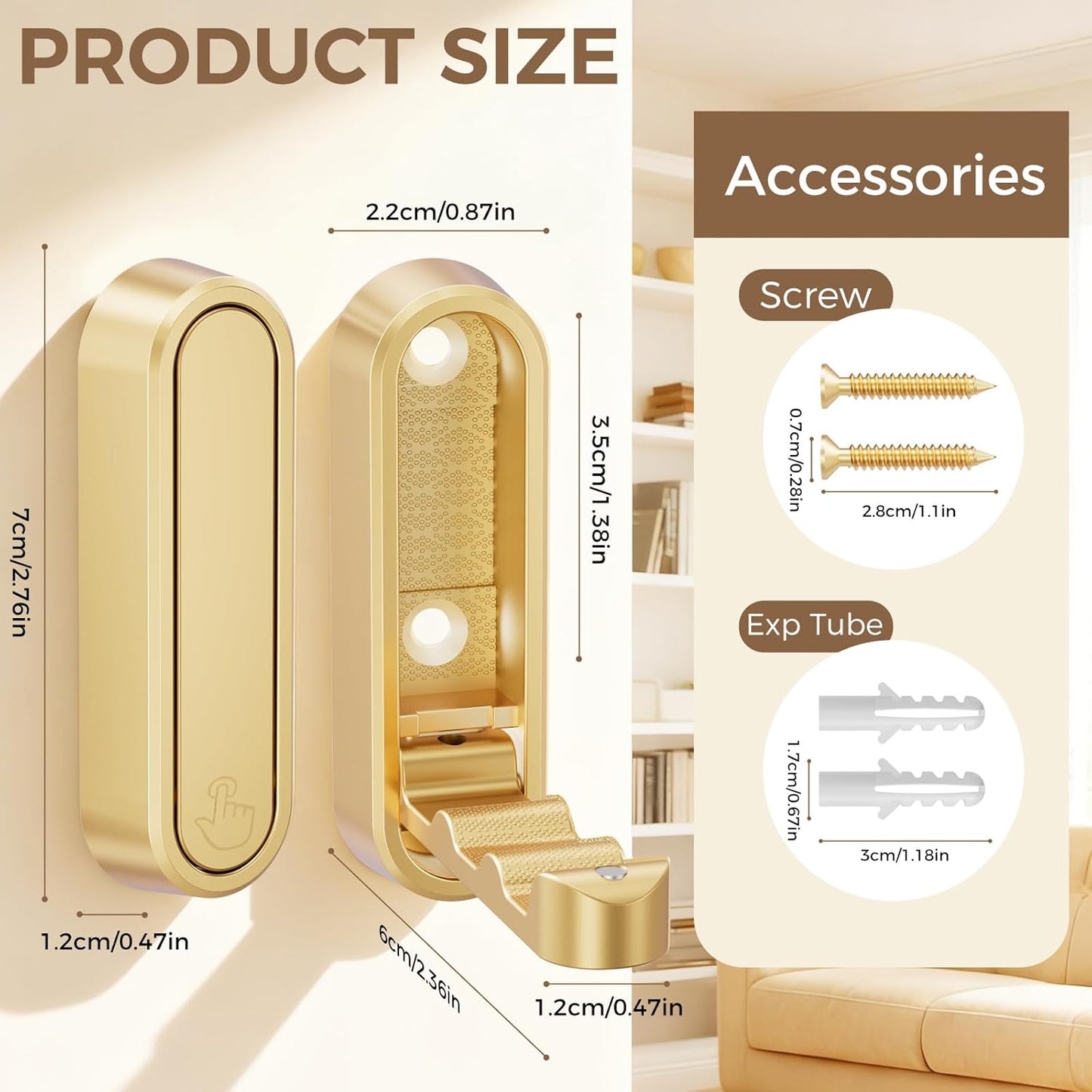 4-Pack Heavy Duty Zinc Alloy Folding Wall Hooks for Bathroom, Kitchen, Entryway, Closet - Space-Saving Design Holds Coats, Towels, Backpacks, Hats, Keys (Gold)