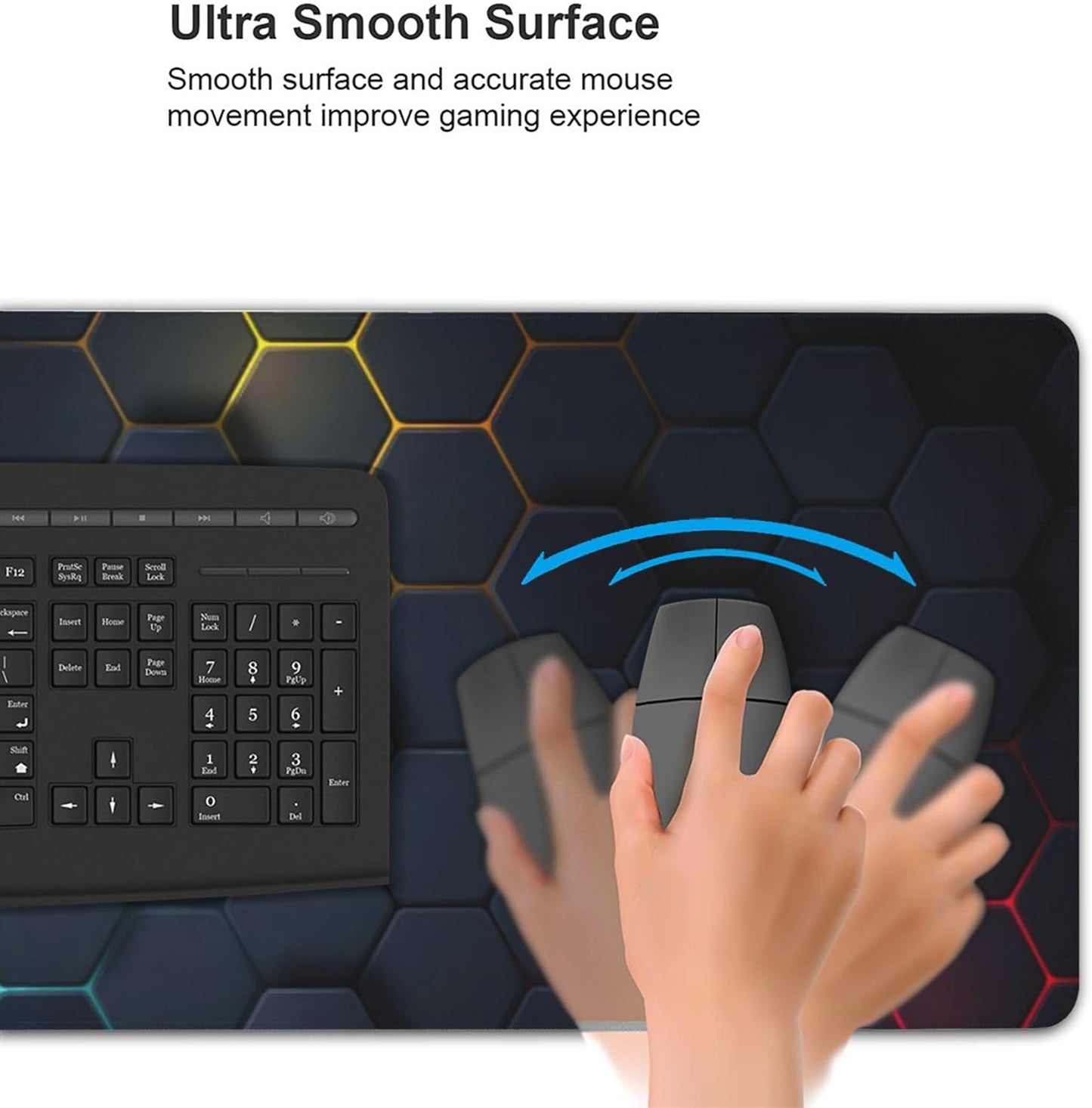 Cool Honeycomb Large Mouse Pad, Gaming Desk Mat, XXL Keyboard Desk Pad Mat for Desktop, 35.4"x15.7" Non-Slip Base Big Mousepad with Stitched Edges
