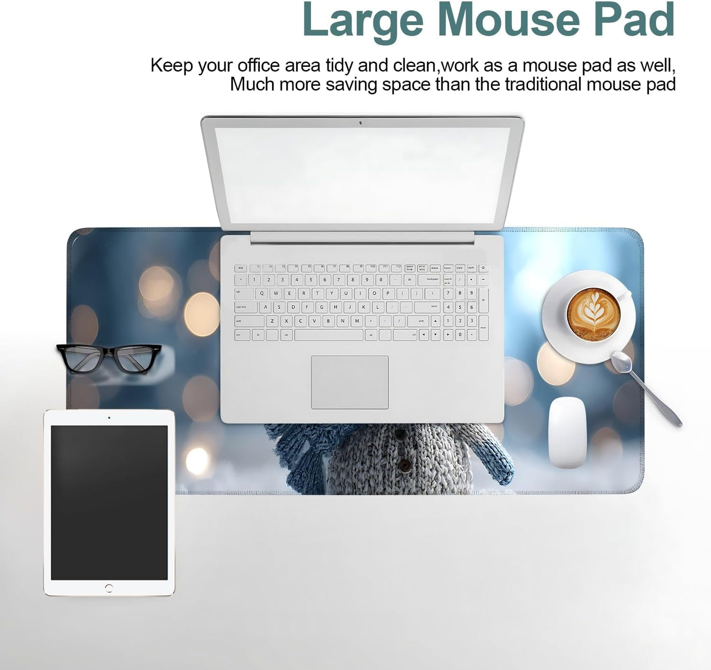 Christmas Snowman Gaming Mouse Pad 31.5"x11.8"Desk Mat Anti-Slip Rubber Base & Durable Stitched Edges for Gamers Smooth Mouse Writing Surface for Desk Office/Home