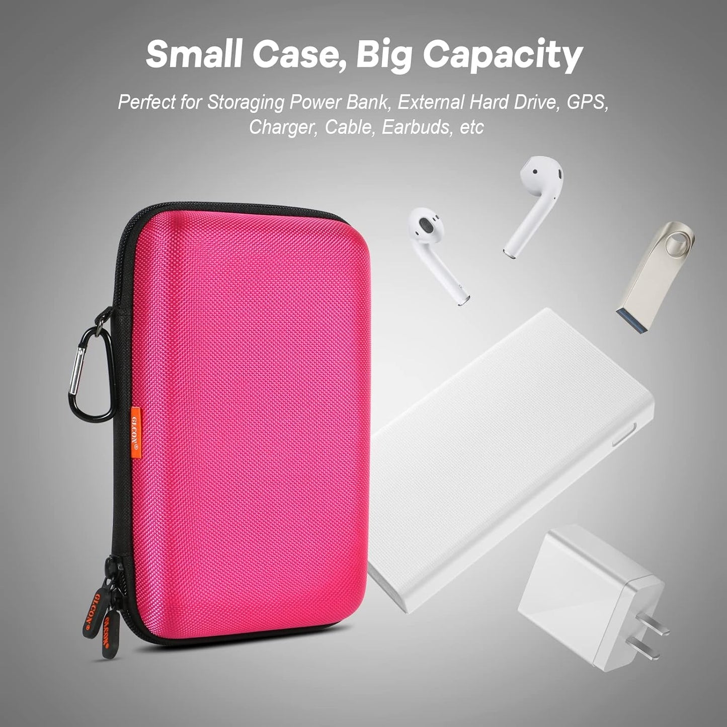 Electronics Tech Organizer Portable Travel Case - Hard Shell Protective Carrying Case for External Hard Drive, Phone Charger, Power Bank, Small Gadgets Storage Pouch Bag