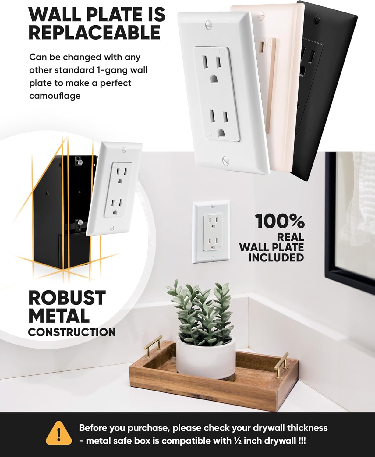 Elder Welder® Electrical Outlet Hidden Wall Safe | 100% Real Wall Plate Included | Easy to Install | Hidden Safe for Money | Wall Safes Between Studs | Secret Storage | Invisible Safe