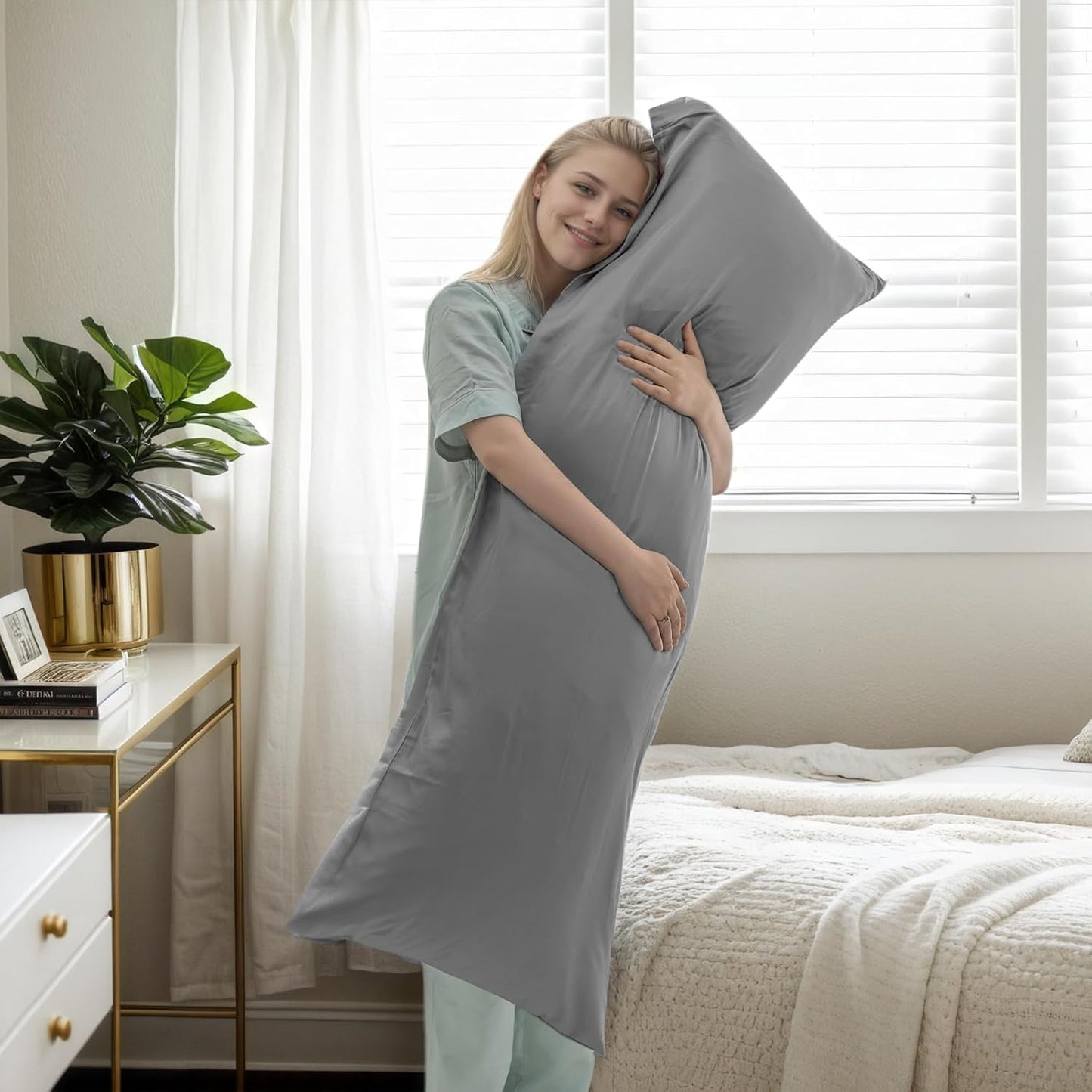 TELUS Body Cooling Pillow Case Cover, Bamboo Rayon & Lyocell Pillowcase with Zipper Closure, Breathable Pillow Case for Hot Sleepers and Night Sweats, 20x54 inches, Deep Grey
