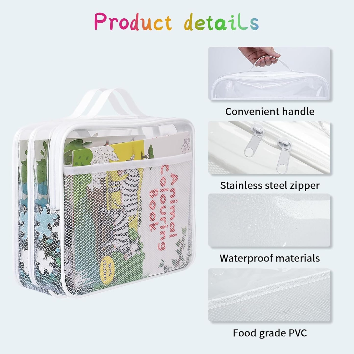 Large Kids Toy Storage Bag - Durable Waterproof Foldable Organizer, Portable Playroom Cleanup Solution for Toys, Books, Art Supplies (Eco-Friendly Material, White