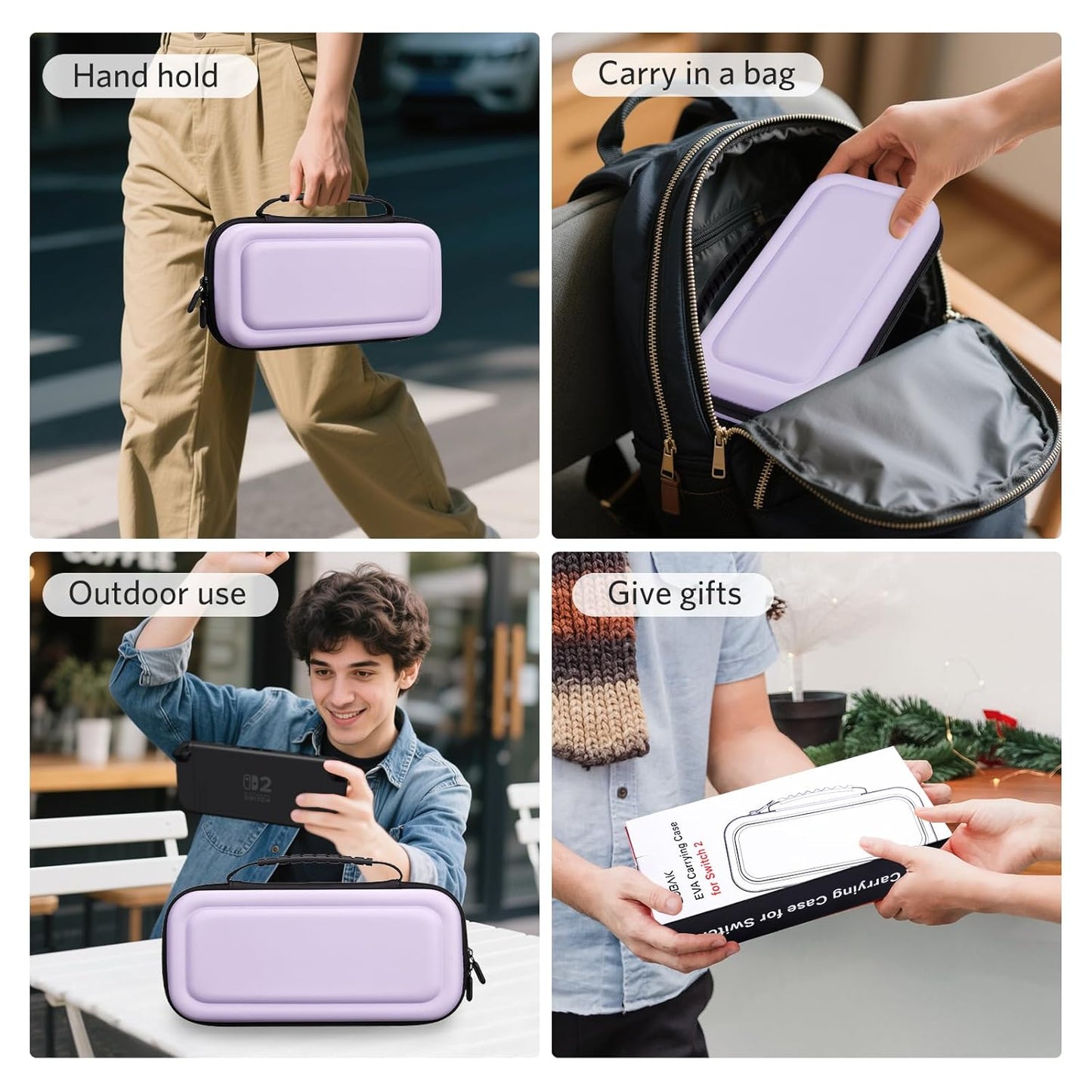 CoBak Large Capacity Carrying Case for Nintendo Switch 2 (2025) - 3 in 1 Accessories Bundle with 2 Screen Protectors, Thumb Grip Caps, 24 Game Cartridges, Hard Shell Portable Travel Pouch, Purple