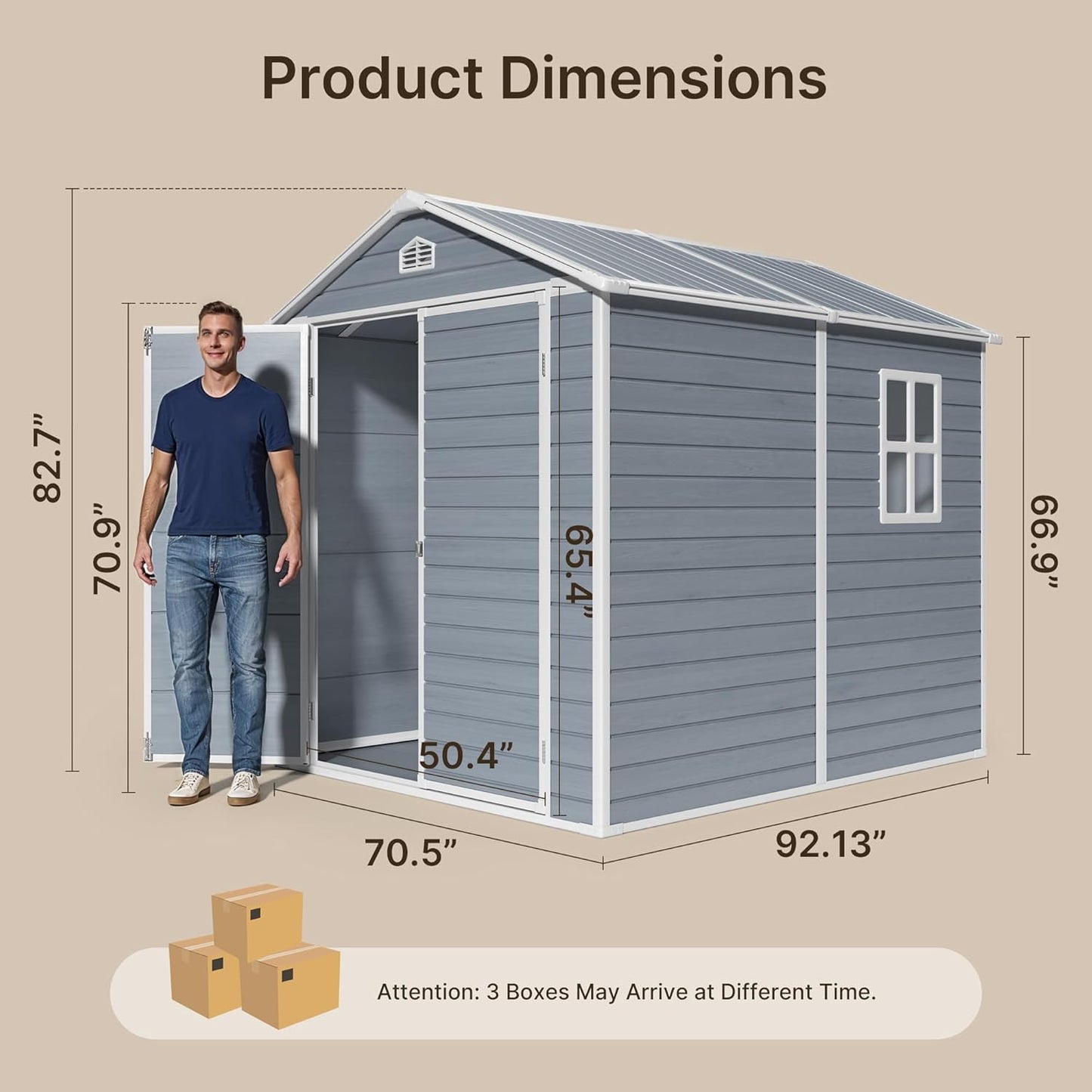 Gizoon 8x6 FT Outdoor Plastic Storage Shed with Reinforced Steel Frame, All-Weather Waterproof Resin Construction, Lockable Doors, Included Floor and Window for Backyard, Garden, Patio