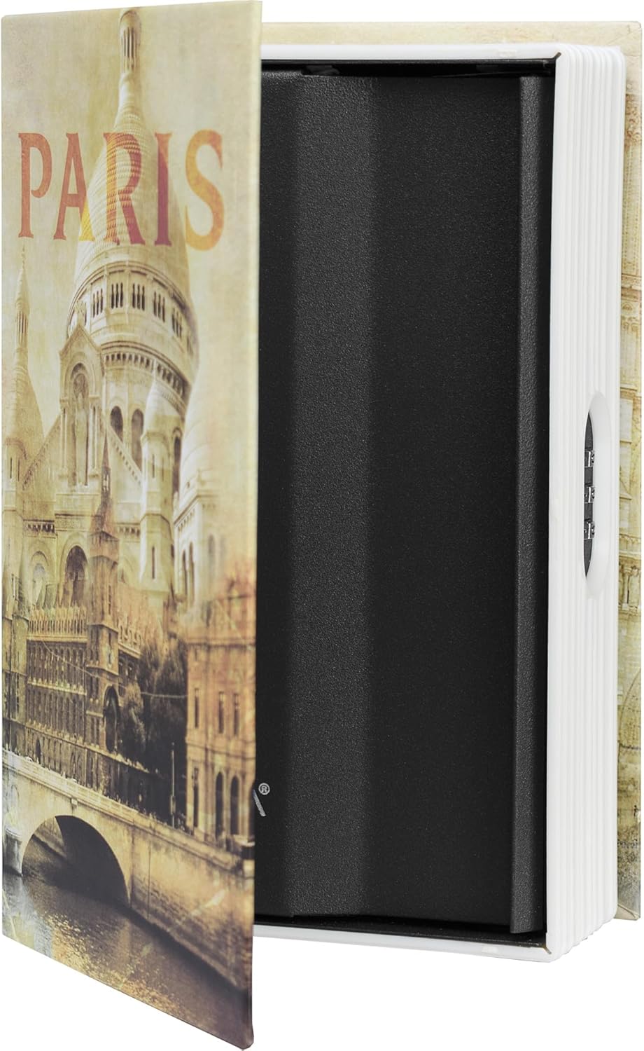 Barska Paris Hidden Book Safe – Combination Lock Diversion Lock Box – Portable Steel Safe for Home, Office, Travel – Secret Storage for Cash, Jewelry, Passport, Valuables