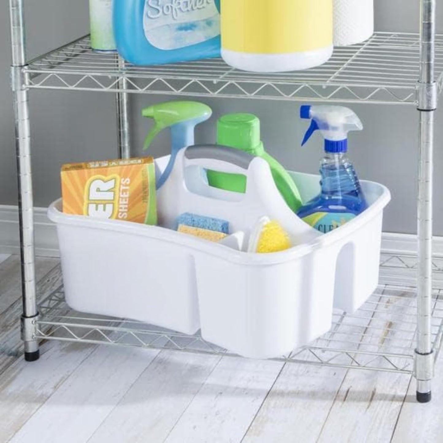 Extra Large 5 Gal Divided Cleaning Caddy Organizer with Handle - Cleaning Supplies for Housekeeping - Shower Caddy Portable - Shower Caddy Dorm - Cleaning Supplies Organizer - 17.75 x 13.25 x 7.75
