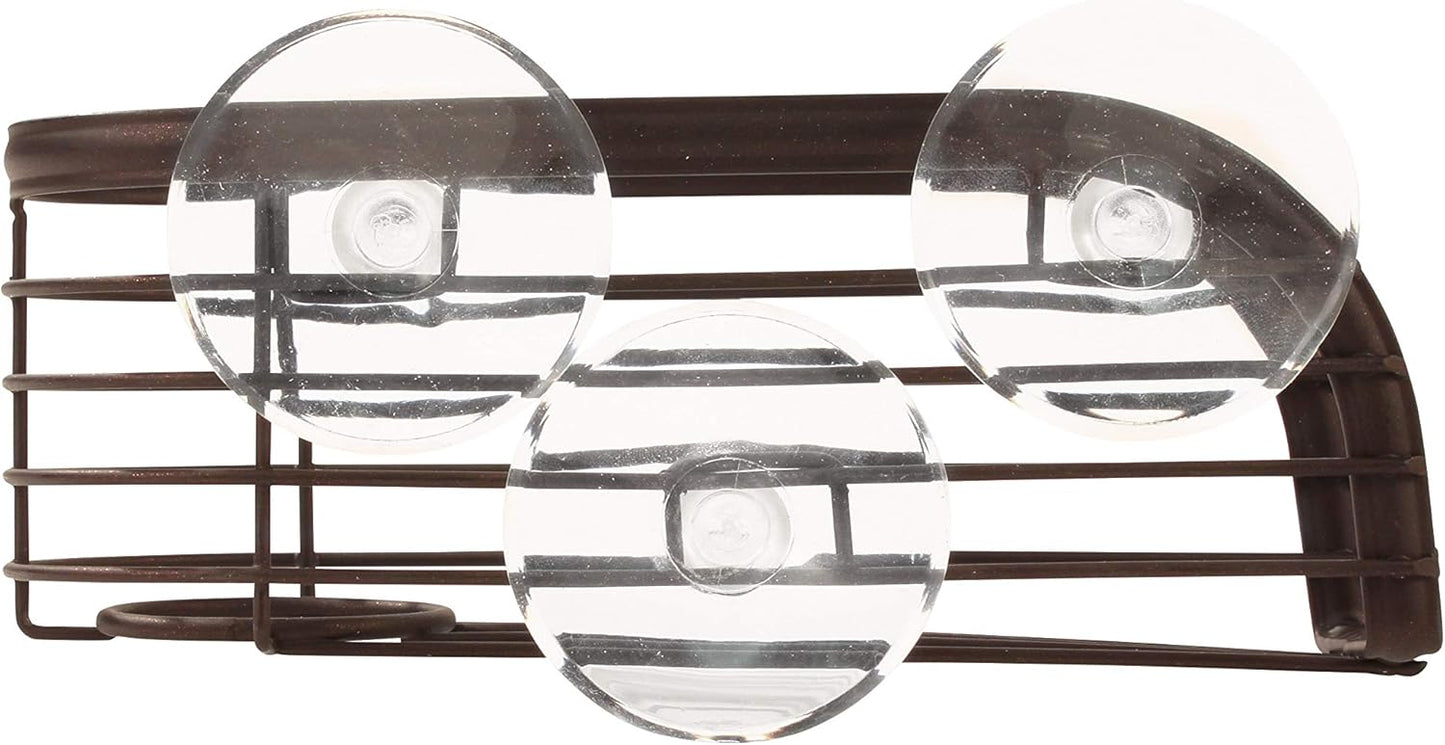 Spectrum Sink Sponge and Brush Holder with Suction Cups Ashley 2 in 1 Sink Caddy Bronze, No Rust Easy Mount Suction Cup Kitchen Sponge and Brush Holder Hanging Wire Cradle Promotes Quick Drying
