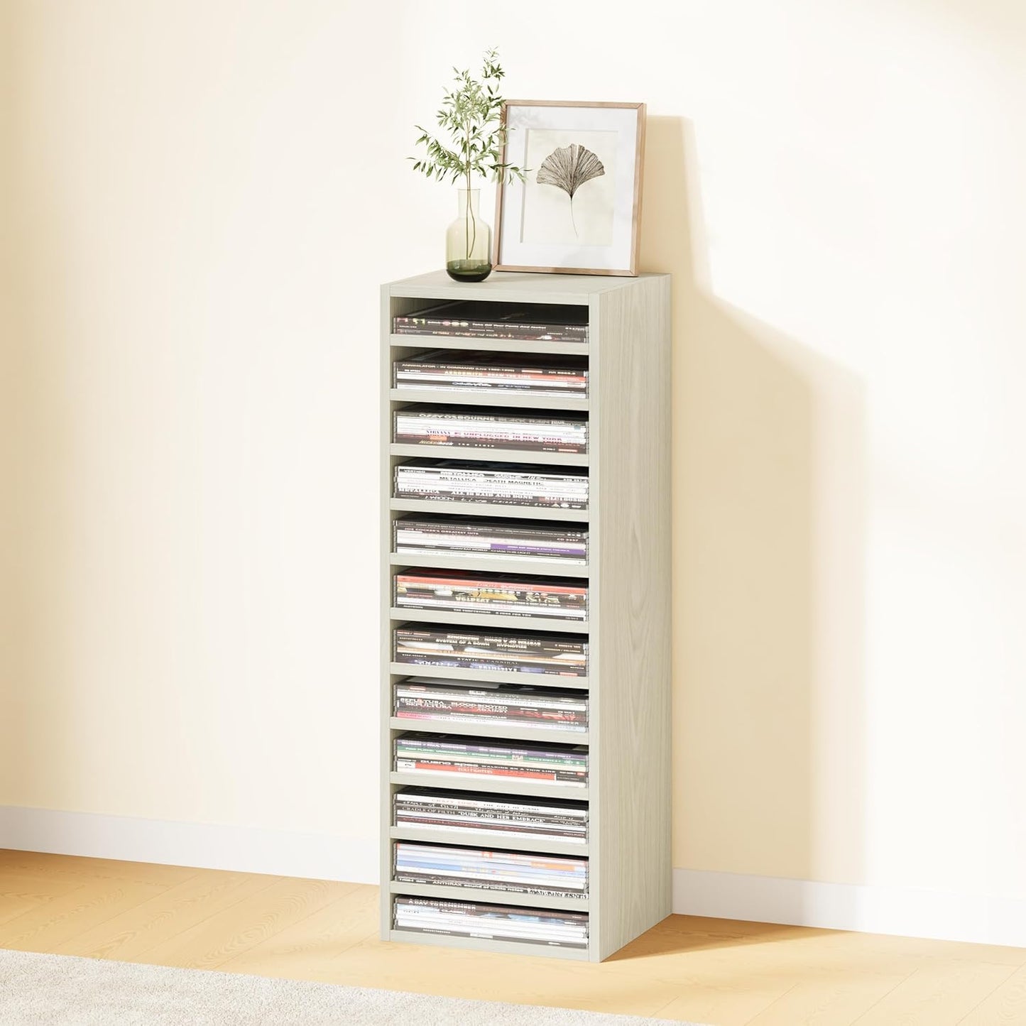 IOTXY DIY Modular Cube Bookcase - CubeXY Customizable Stackable Expandable Basic Shelving Units, 12-Cube Wooden Open Bookshelf with Removable Shelves for Vinyl Record Storage Organizer, Oak