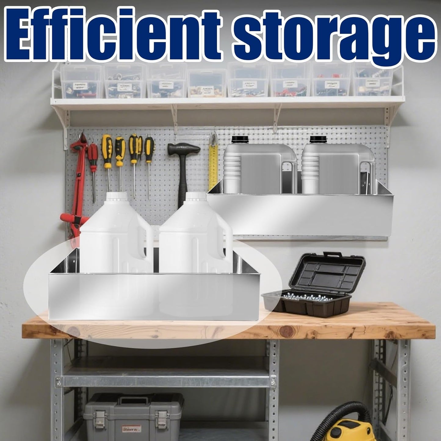 Aluminum Fuel Tank Rack Multi Use Storage Cabinet Holder Organizer Length 24" Suitable for Store Garages Enclosed Racing Trailers Work Areas Automotive Parts Silver
