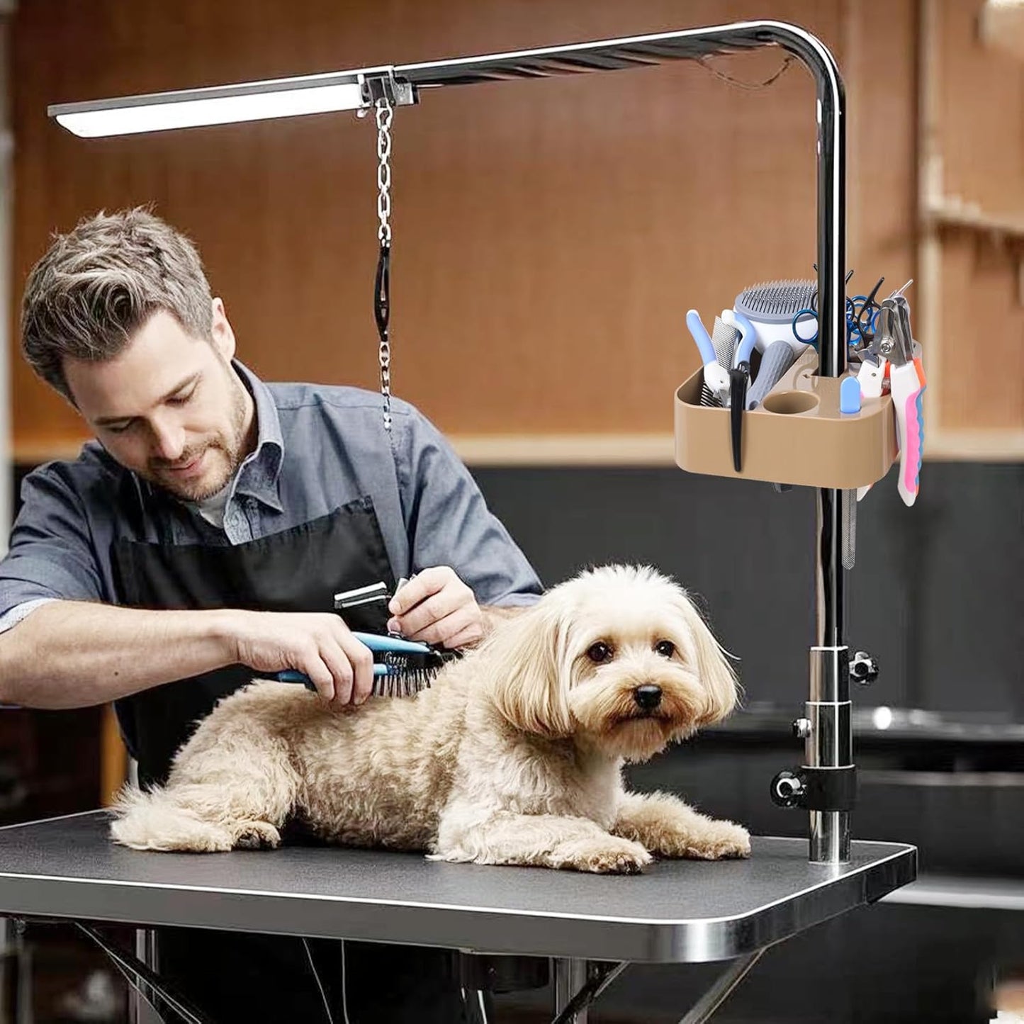Adjustable Pet Grooming Storage Rack - Holds Grooming Scissors, Brushes And Tools For Space-Saving Storage Solutions For Groomers