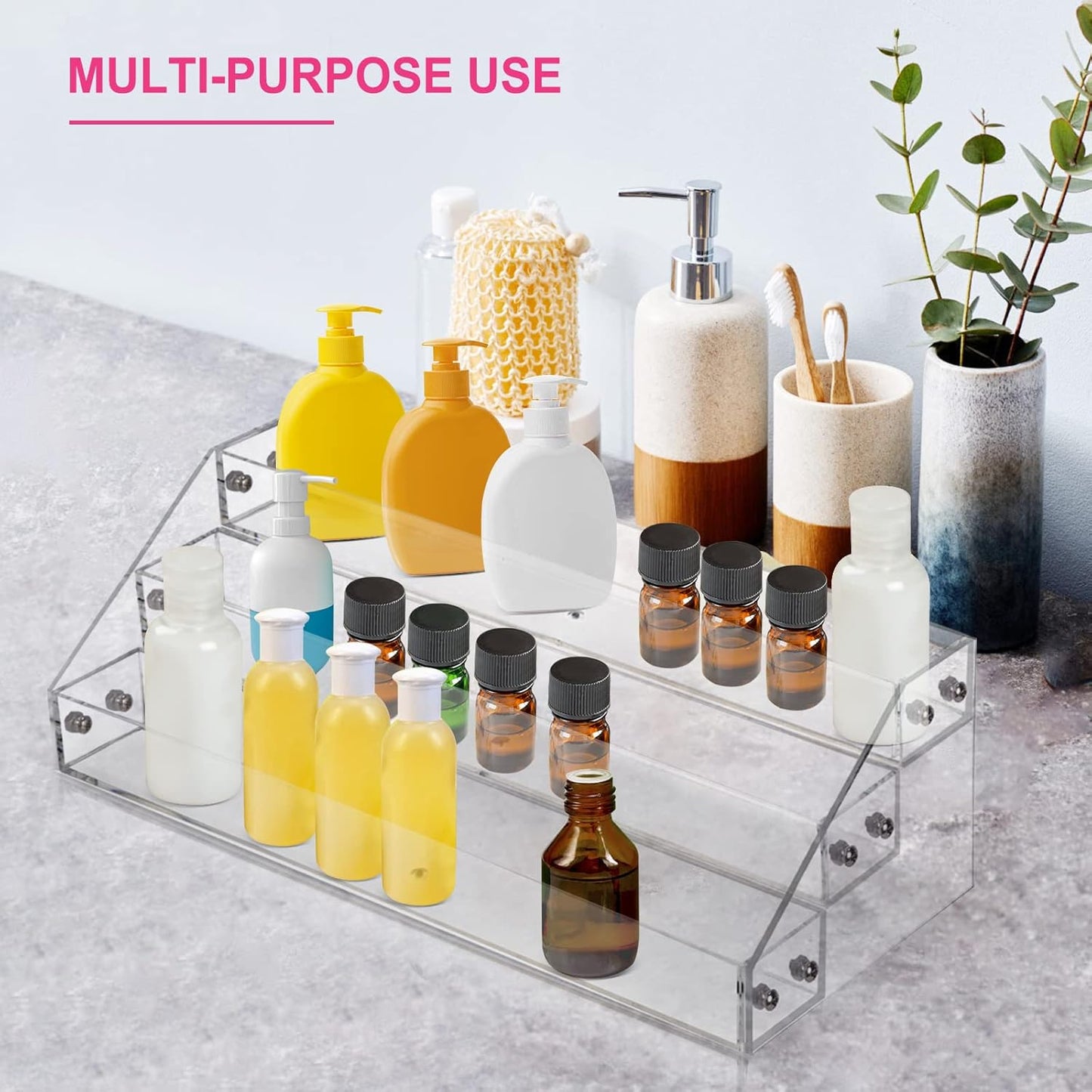 Acrylic Nail Polish Organizer Rack, 3 Tier Paint rack and Storage Shelf, Clear Display Stand for Tattoo Inks, Sunglasses, Essential Oils, Gel Nail Polish - Holds 36 Bottles
