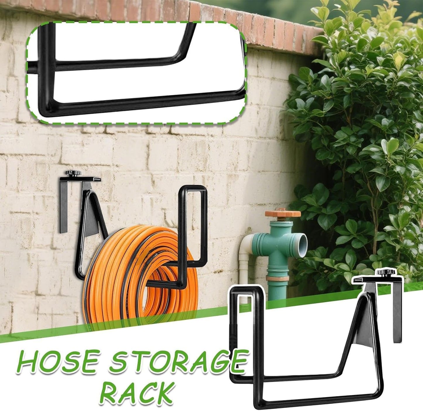 Garden Hose Holder Heavy Duty Wall Mount Hanger Reel Hook for Water Hose Storage Extension Cord Storage Replacement