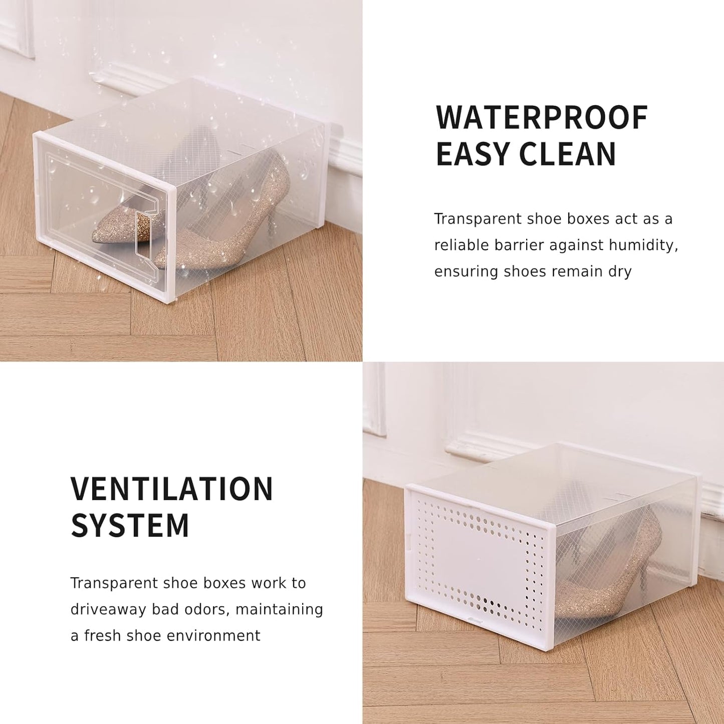 Large Shoe Storage Boxes Organizers Clear Plastic Stackable 12 Pack Fit Size 9, Shoe Rack & Holder Substitute, Sneaker Containers, Toy Storage Organizer Bins for Entryway, Closet, Under Bed
