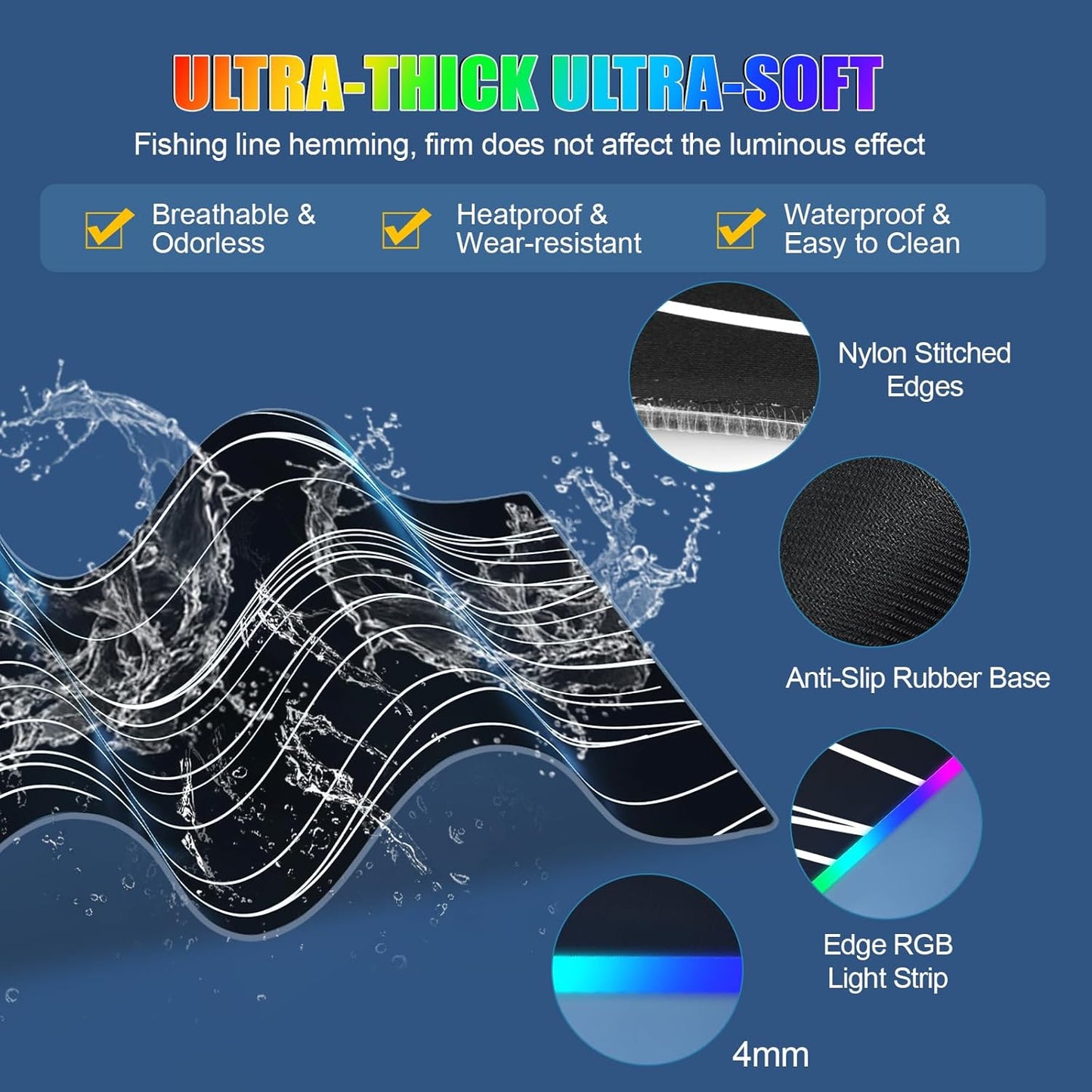 RGB Mouse Pad with Foldable Phone Stand & Wireless Charger, 31.5"x11.8" XL Gaming Mousepad Large Desk Mat, Desk Pad with Dual Charging for Phone & AirPods | 11 Colors & 5 Modes | Waterproof
