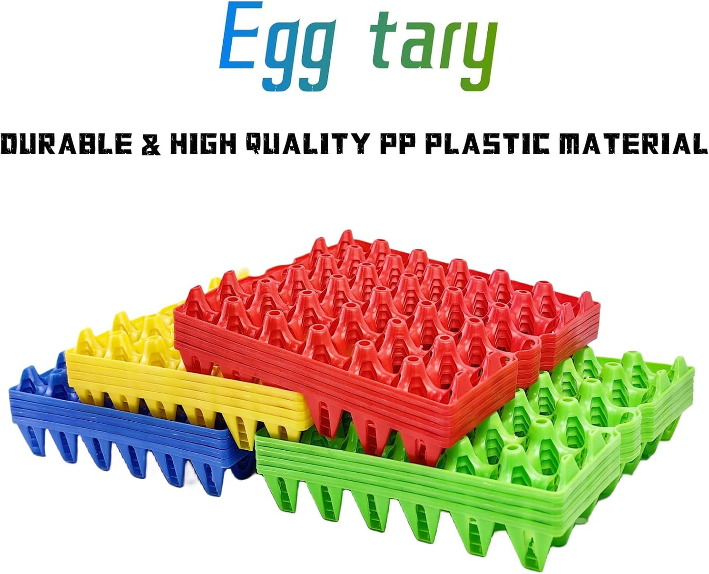 4-Pack Blue Rectangular Plastic Egg Tray, Stackable Egg Crates, 30-Egg Capacity, Modern Style, Reusable, Dishwasher Safe