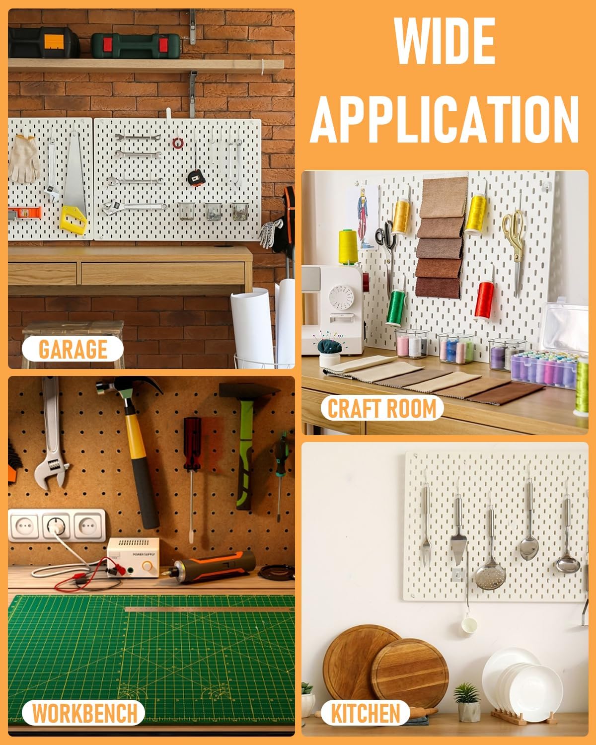 INCLY Pegboard Hooks Set for Hanging Tools, 206PCS Heavy Duty Peg Hook Hanger & Holder Fit 1/4 1/8 Inch Pegboard for Craft Assortment Garage Organizer Bins Attachment Peg Board Accessories