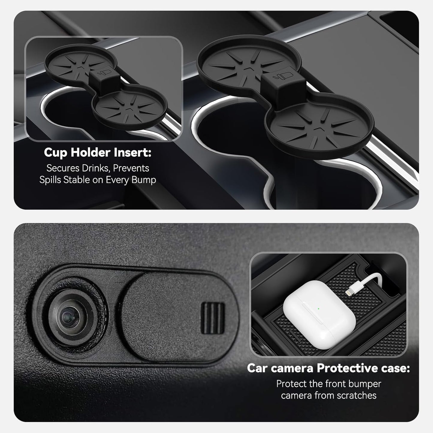 2025 Upgrade 5PCS Center Console Organizer Tray for Tesla New Model Y (2026 Juniper)/3 Highland Accessories 2025, Hidden Storage Box, Cup Holder & Armrest Drawer Organizer, Shockproof, No-Noise