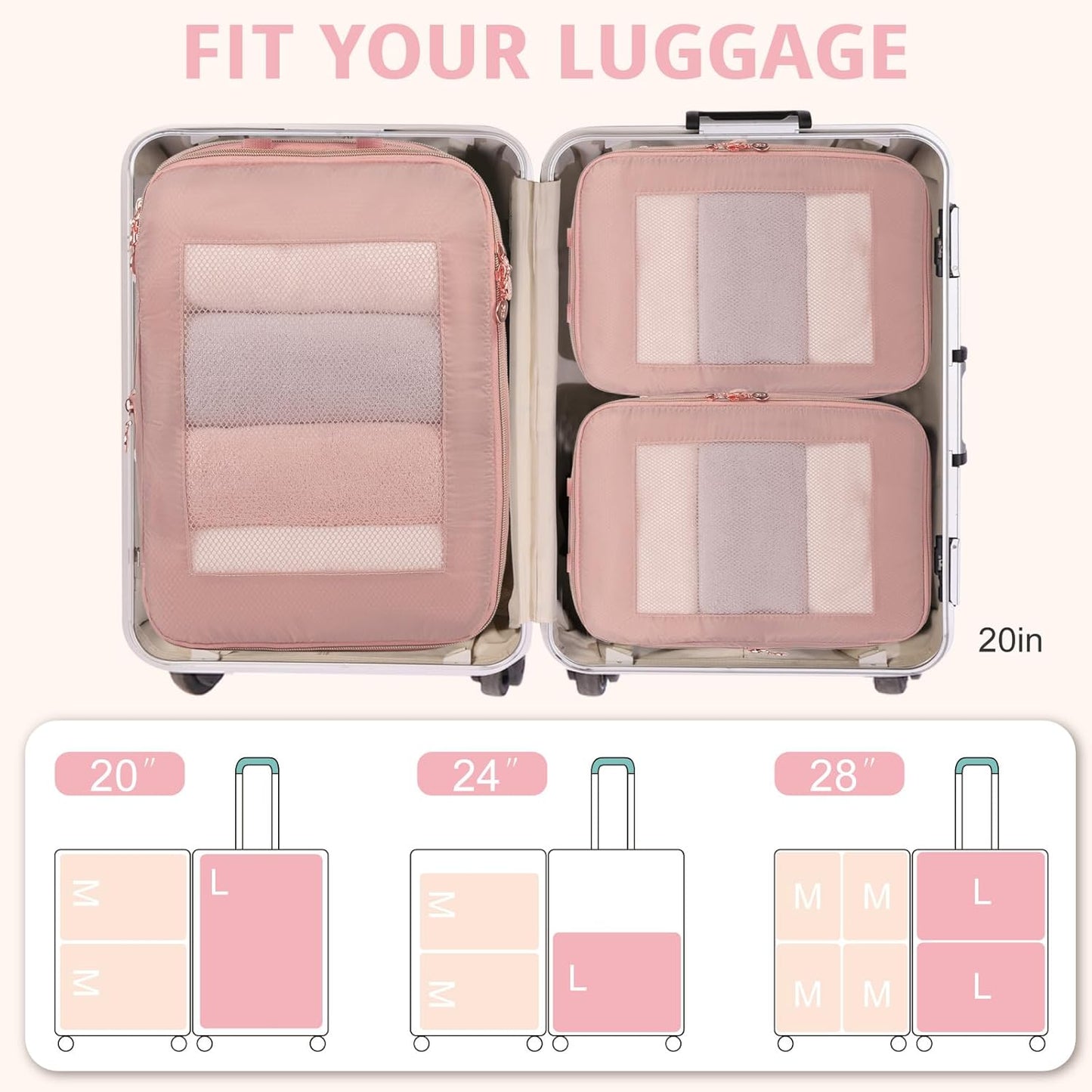 Expandable Double-Sided Compression Packing Cube,3 Set Lightweight Double Deck Organizer Bag Carry on Luggage Backpack Suitcases,Women Travel Accessories for Separate Clean and Dirty Clothes