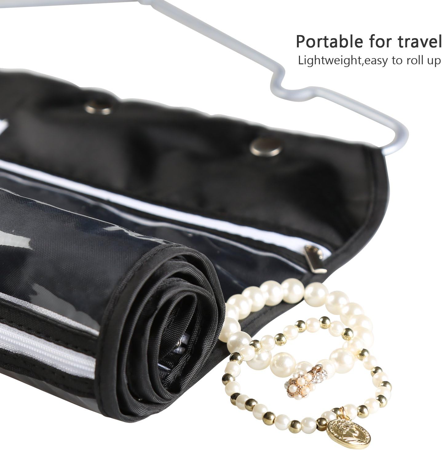 BB Brotrade Hanging Jewelry Organizer,Accessories Organizer,56 Zipper Pocket Organizer for Holding Jewelries (Black-Zipper)