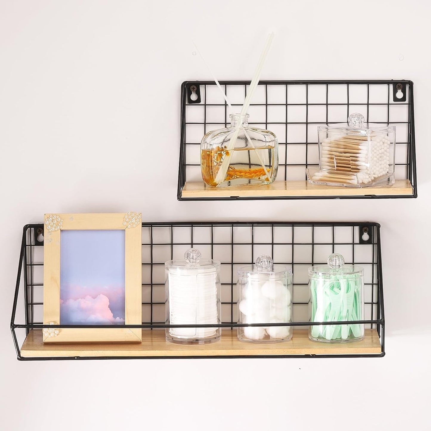 Tbestmax Bathroom Organizer Accessories Set-10 OZ,7 OZ Qtips Holder Storage with Lids, Cotton Ball/Swabs Dispenser, Apothecary Container Jar 4 Pcs