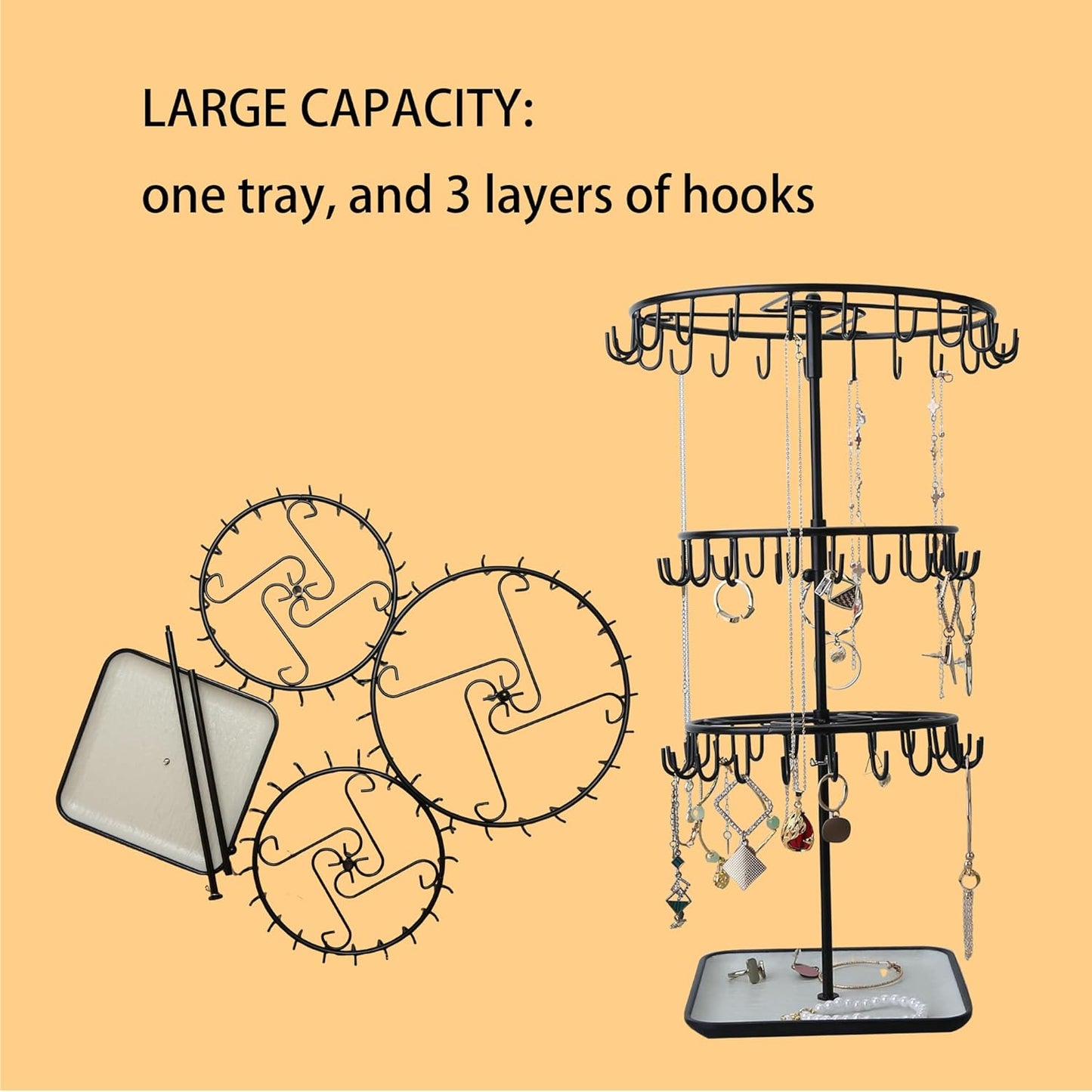 Multi-layer Jewelry Organizer Chic Box Metal Jewelry for Ladies Stylish Storage