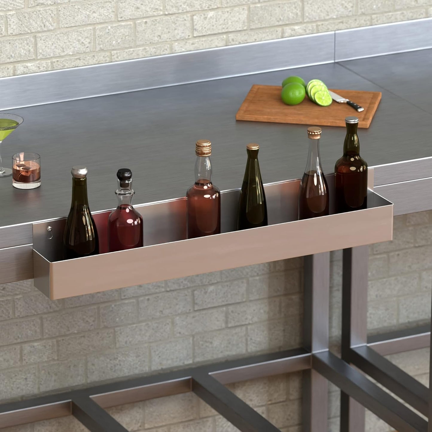 Stainless Steel Single Tier Speed Rail, Liquor Rack, Speed Rack, Bottle Holder - 36 Inch
