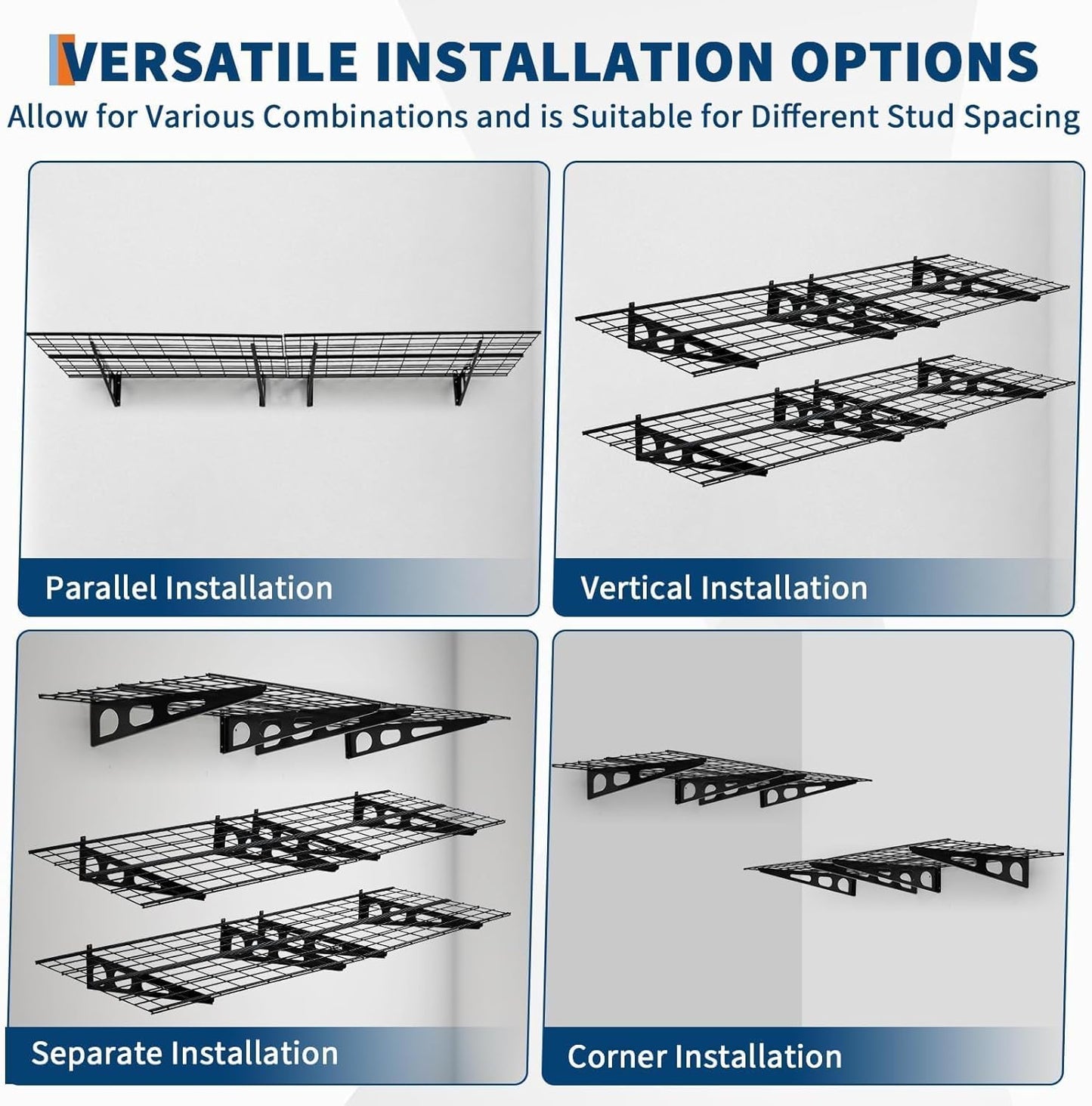 2 Pack 2x6 FT Garage Shelves Wall Mounted,1600 LBS Heavy Duty Wall Shelf with Adjustable Distance,for Garage,Kitchen Laundry,Shopping Mall and Tool Room,Black
