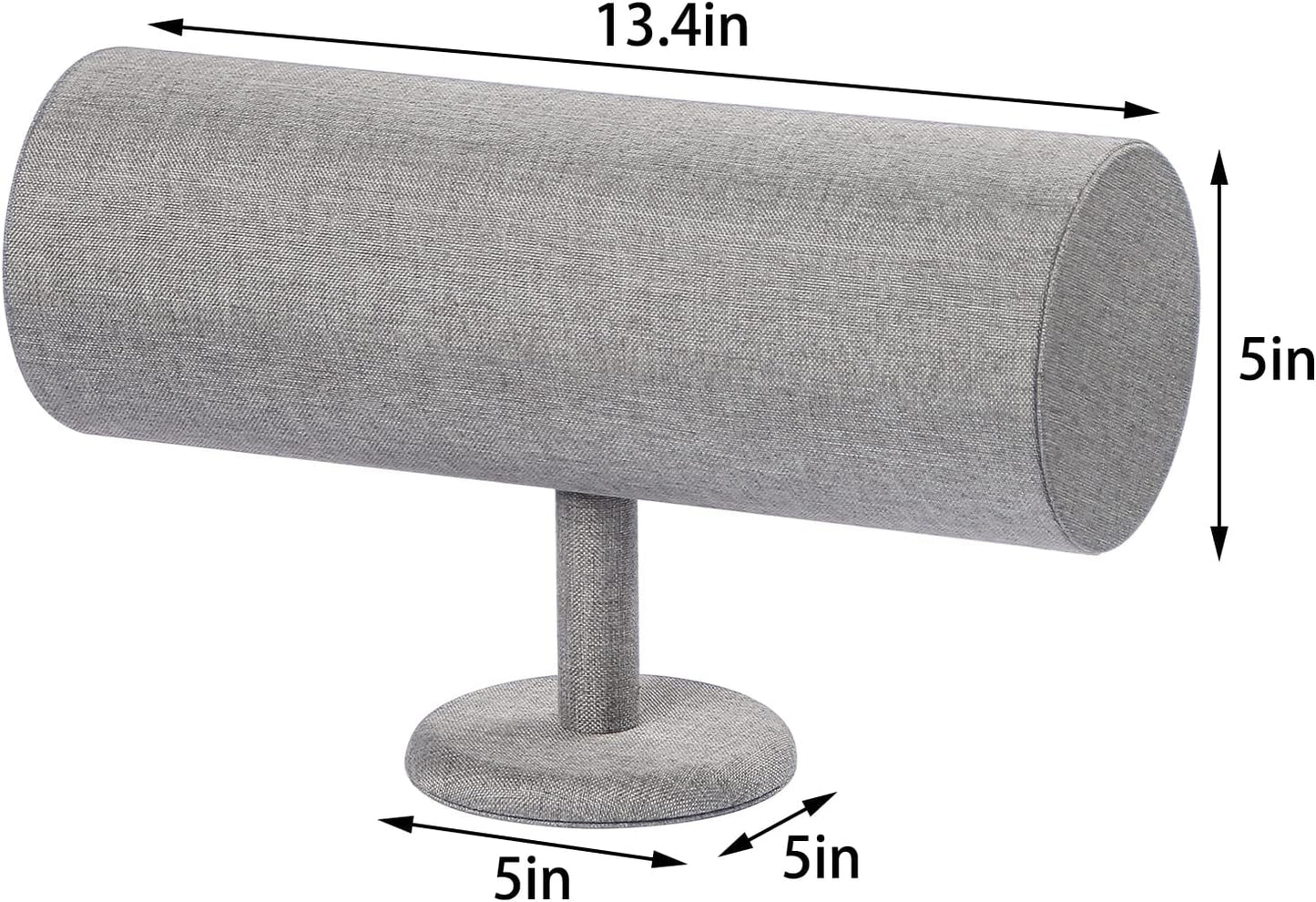 Coward T-Bar Beige Headband Holder Organizer,Hairband Display Stand,Hairband Storage Rack for Girls And Women (detachable gray linen)