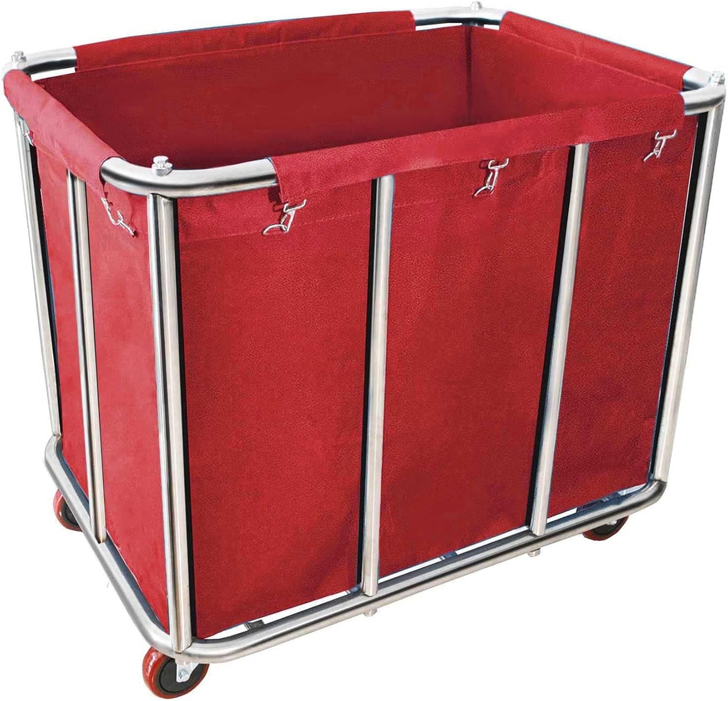 Laundry Cart Commercial,11.35 Bushel Large Industrial Rolling Laundry Hamper with 4 Inch Wheels,Household Heavy Duty Laundry Baskets with Stainless Steel Frame, 286 LBS Weight Capacity